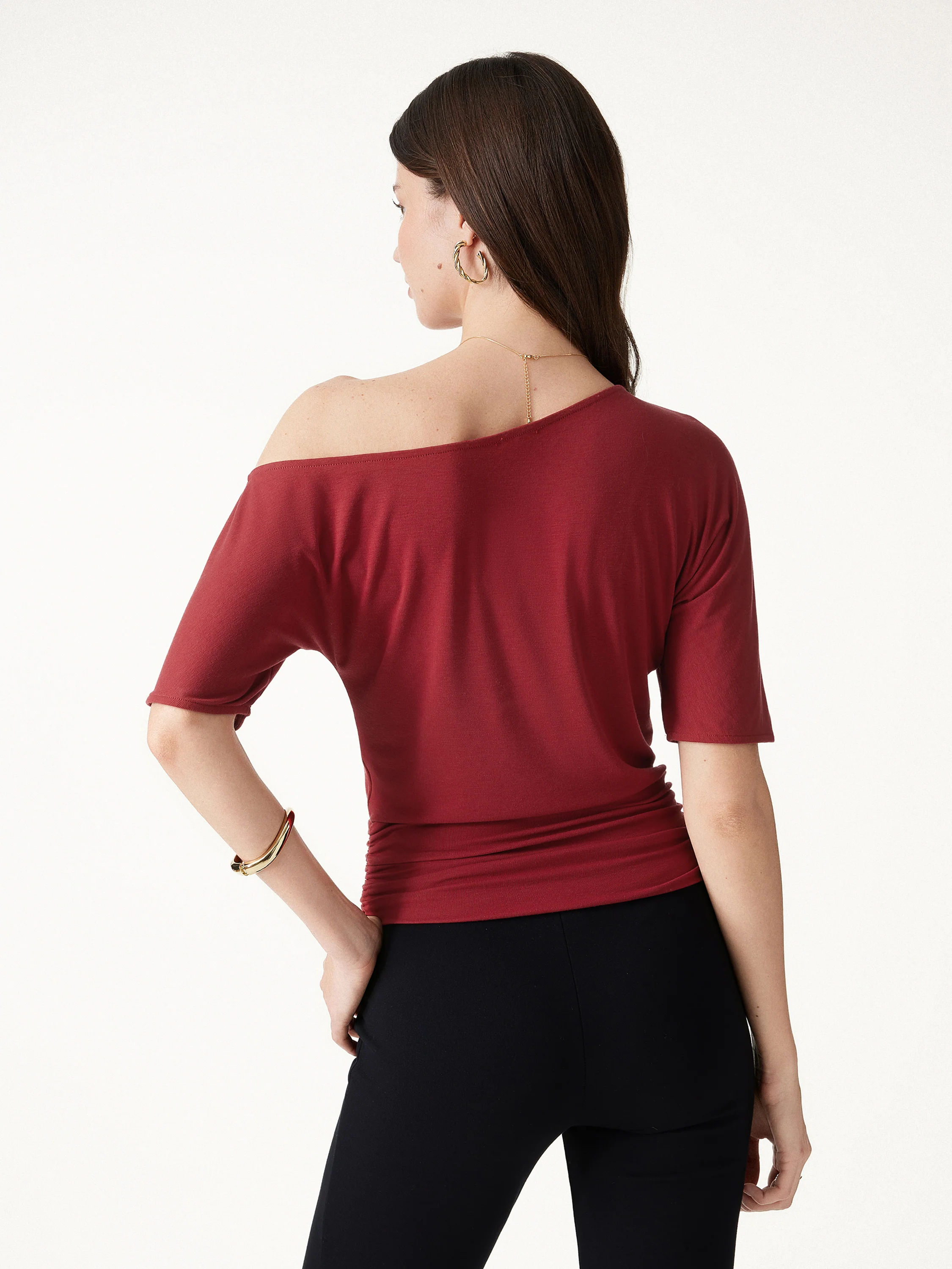 CoolTouch Relaxed Short Sleeve Ruched Top - Image 4