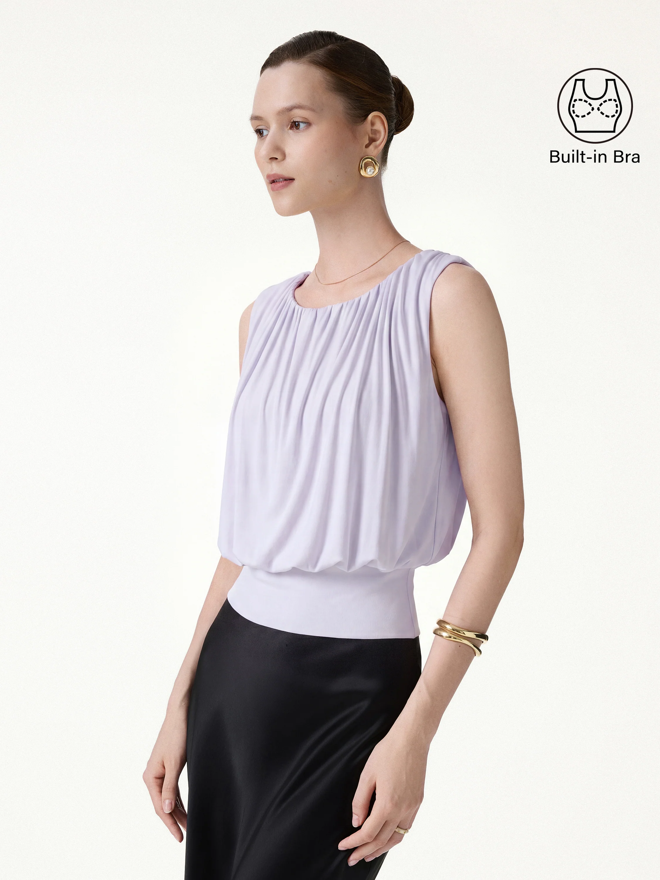 Round Neck Gathered Sleeveless Bra Top - Image 8
