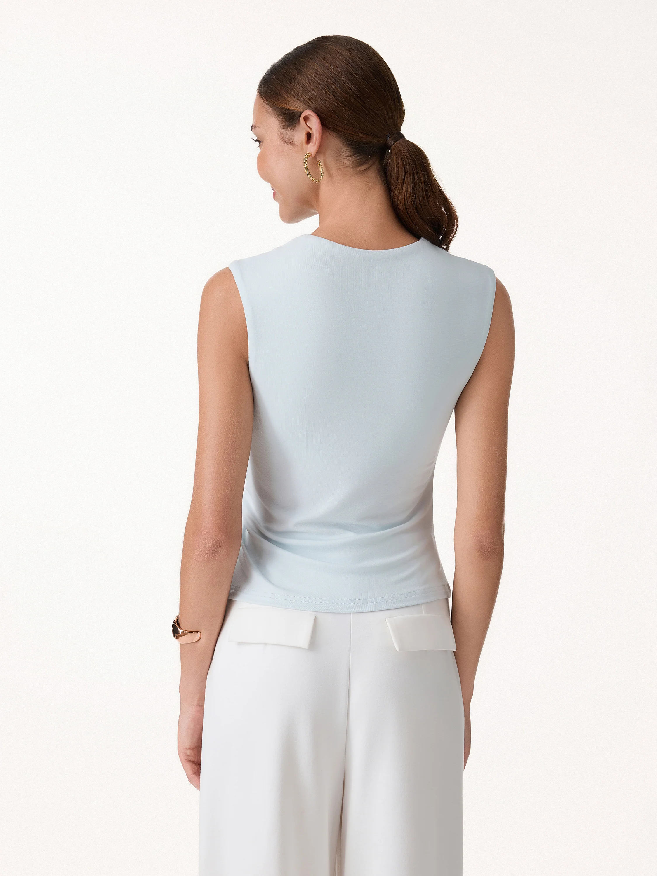 CoolTouch Round Neck Twisted Bra Tank with Slit - Image 4