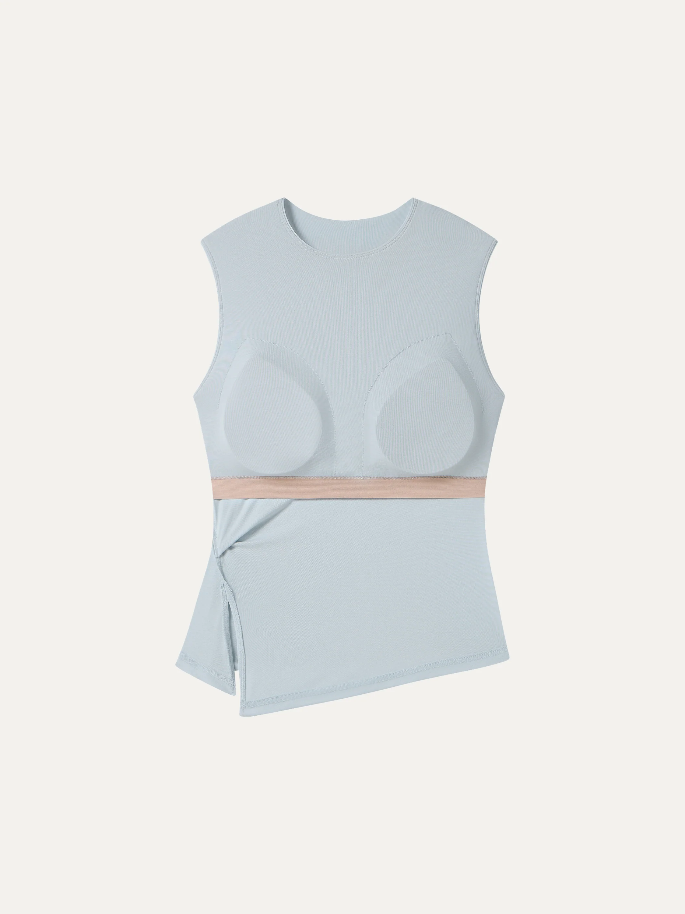 CoolTouch Round Neck Twisted Bra Tank with Slit - Image 6