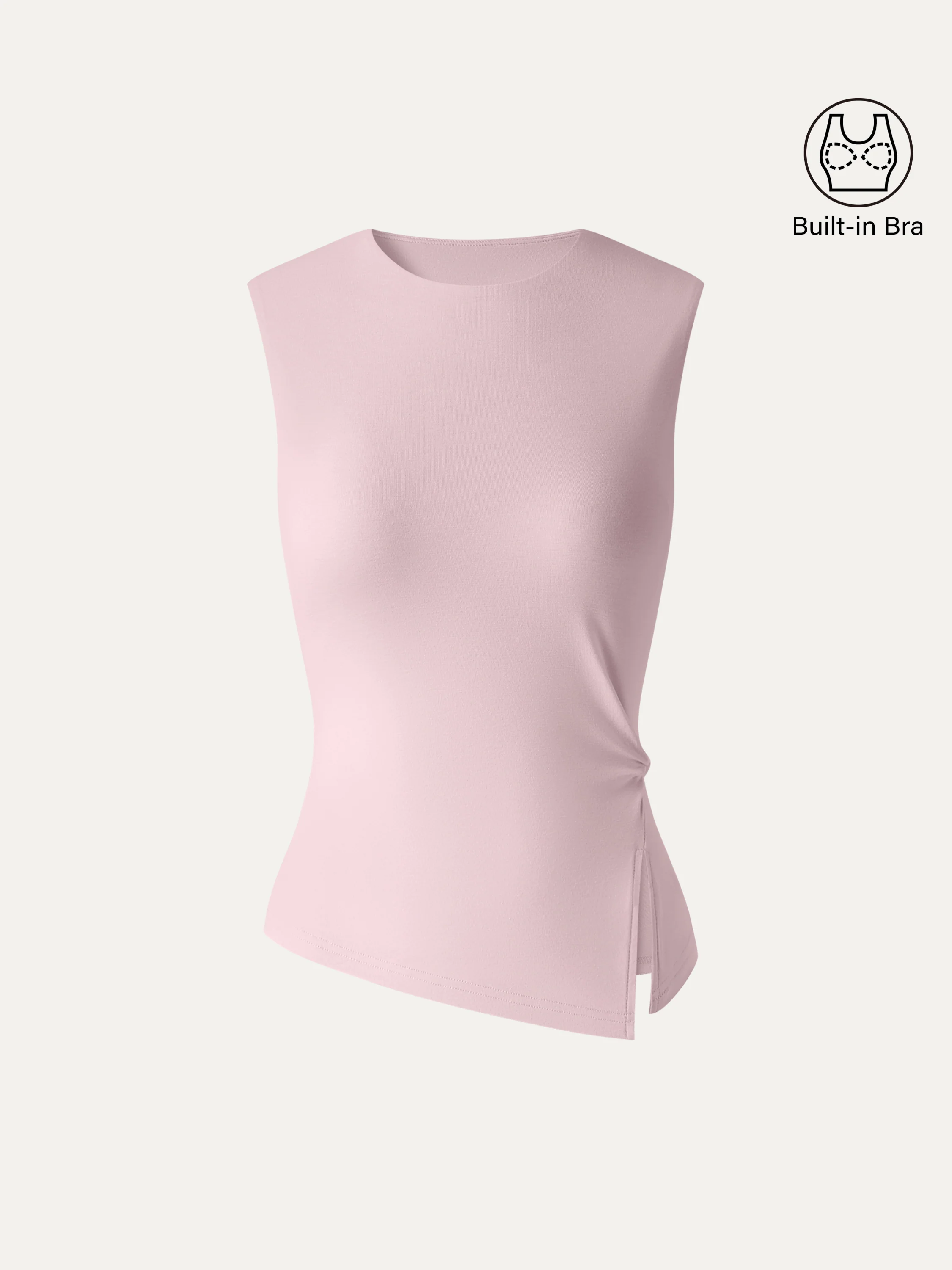 Round Neck Twisted Bra Tank with Slit - Image 7