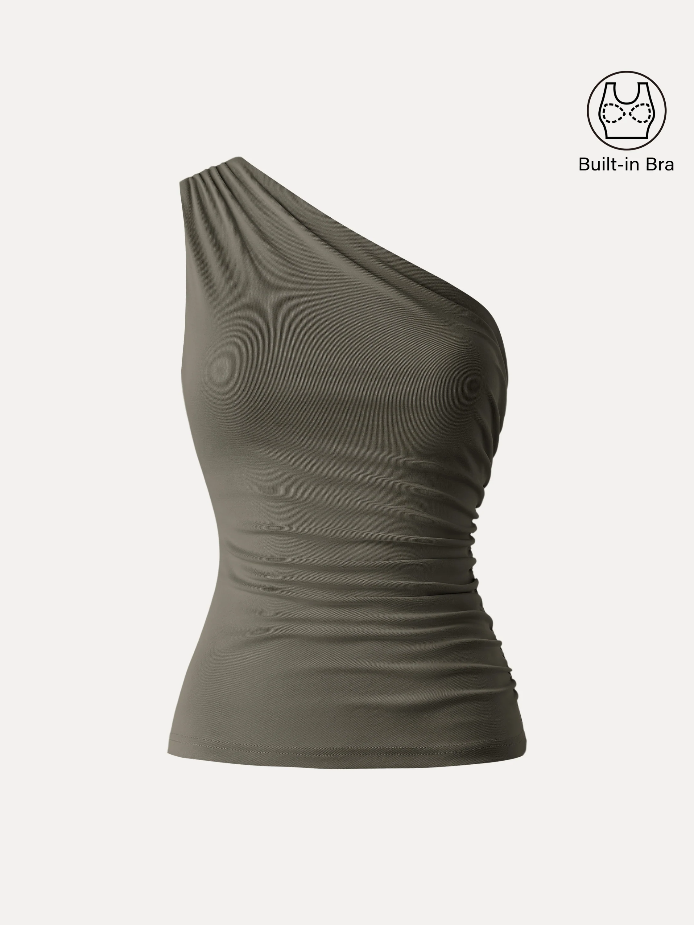 Sandwashed One Shoulder Ruched Bra Tank - Image 10
