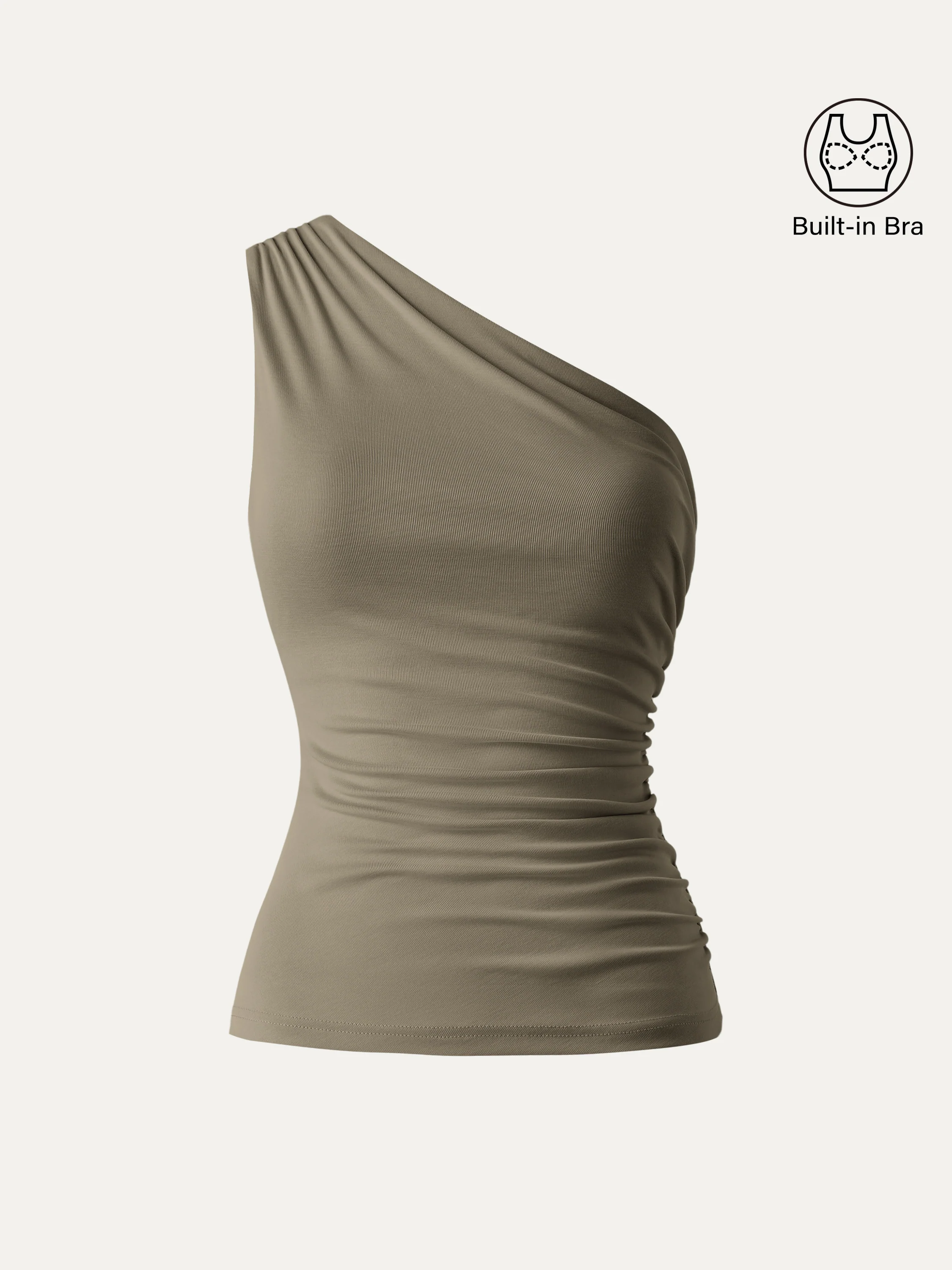 Sandwashed One Shoulder Ruched Bra Tank - Image 13