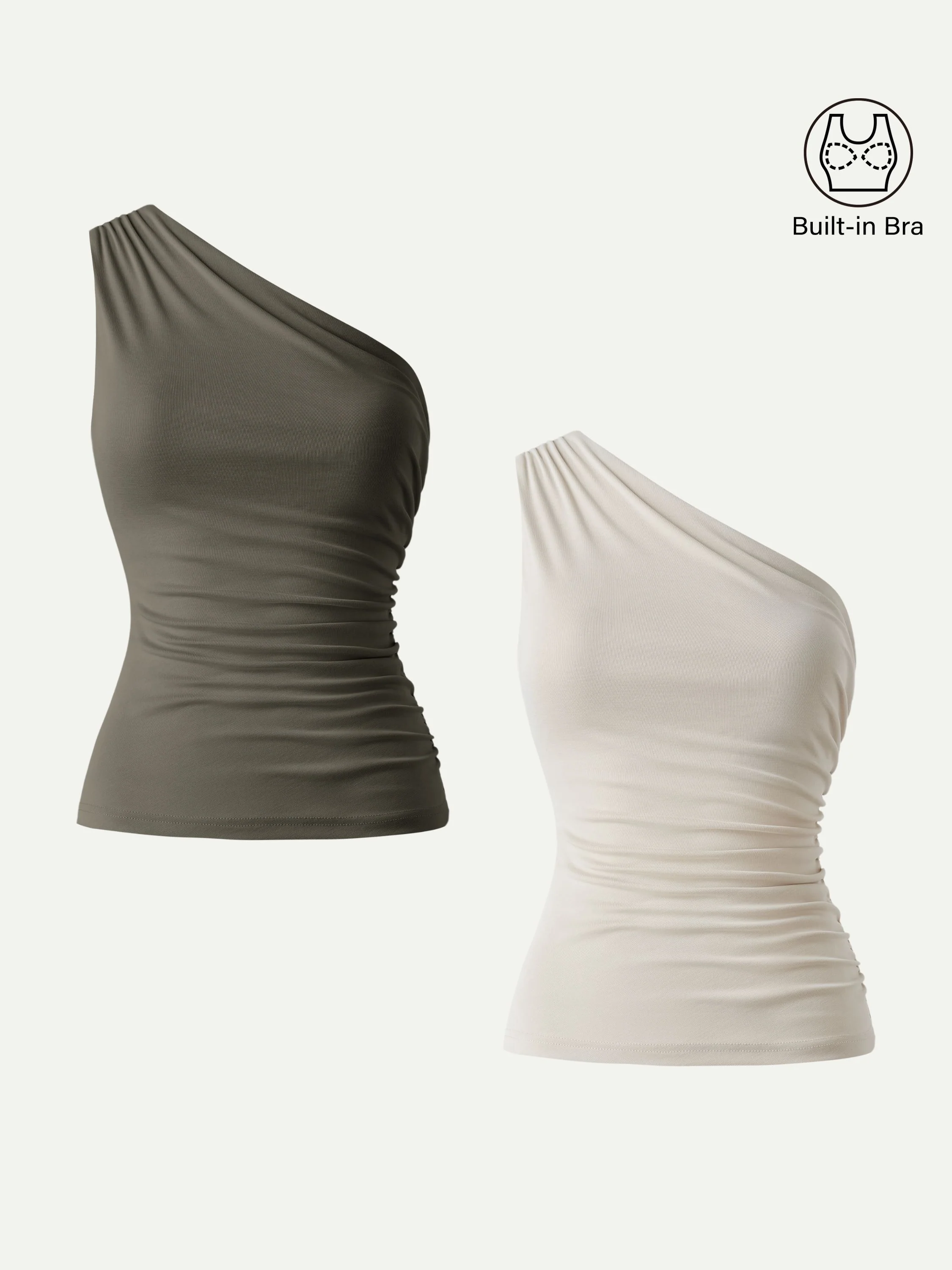 Sandwashed One Shoulder Ruched Bra Tank - Image 14