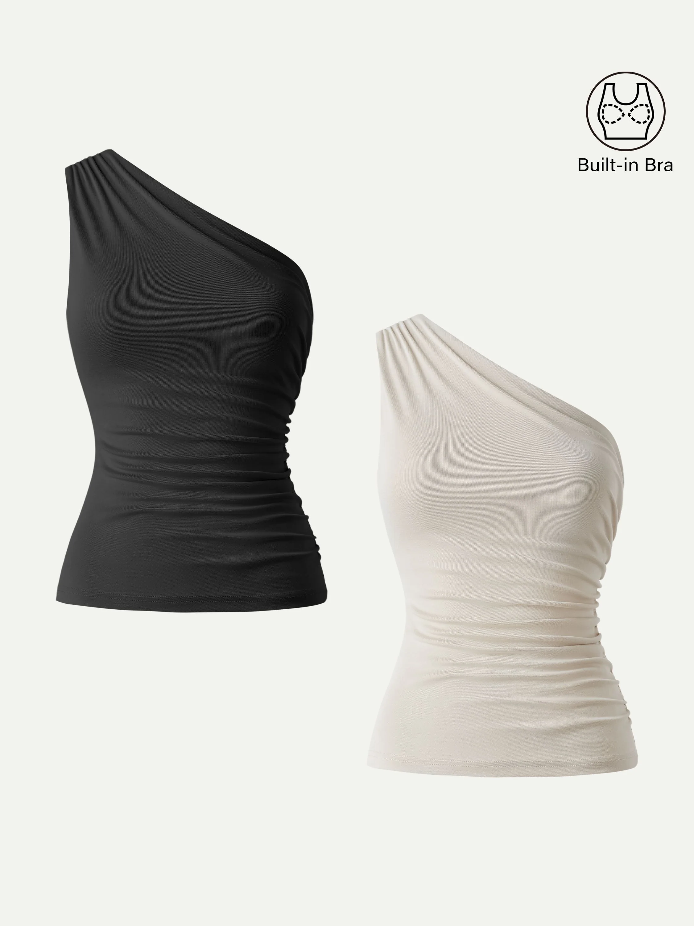 Sandwashed One Shoulder Ruched Bra Tank - Image 15
