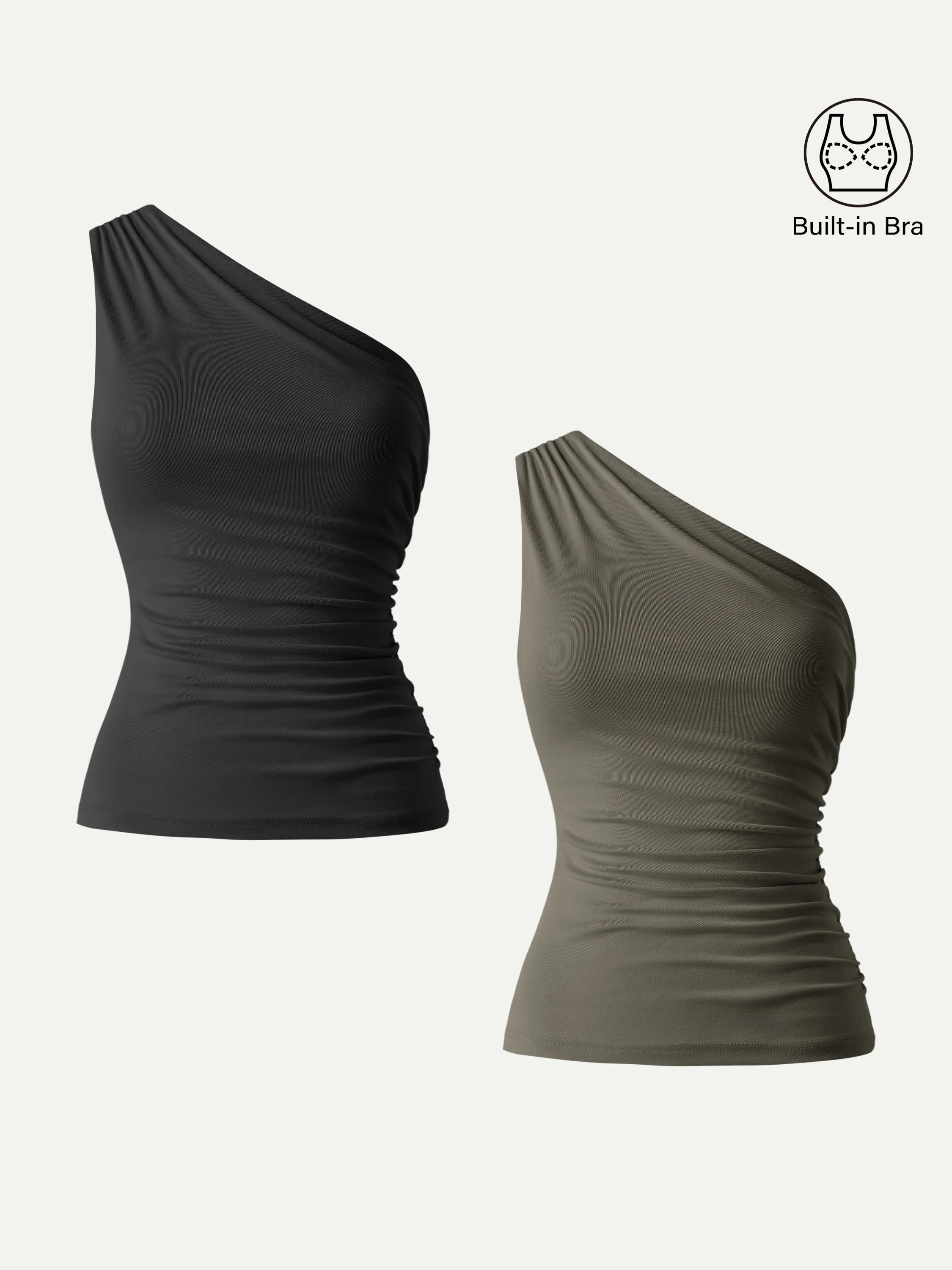 Sandwashed One Shoulder Ruched Bra Tank - Image 18