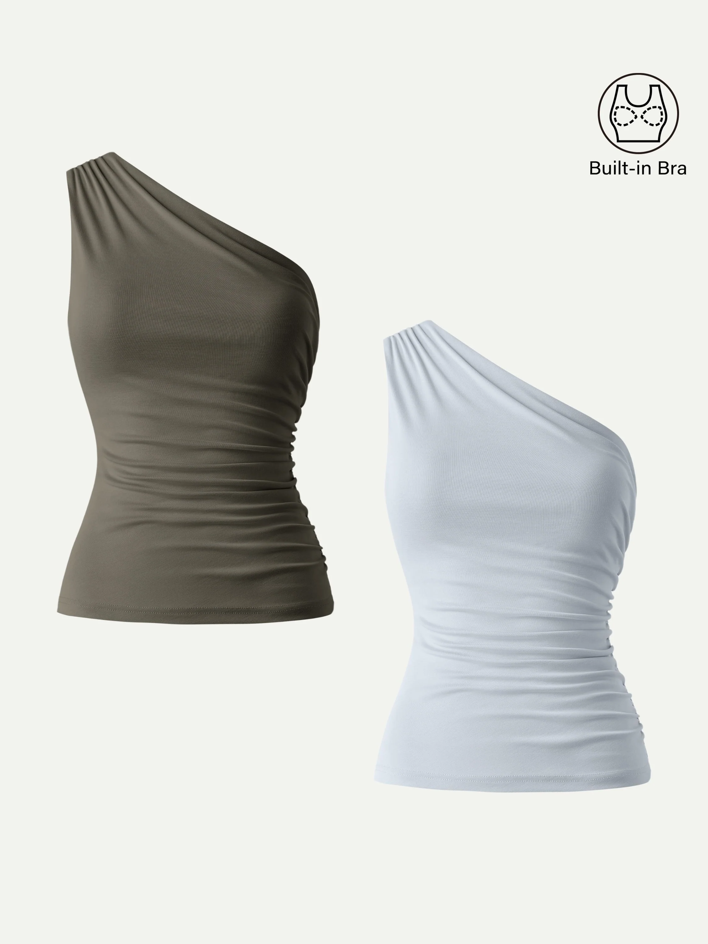 Sandwashed One Shoulder Ruched Bra Tank - Image 19