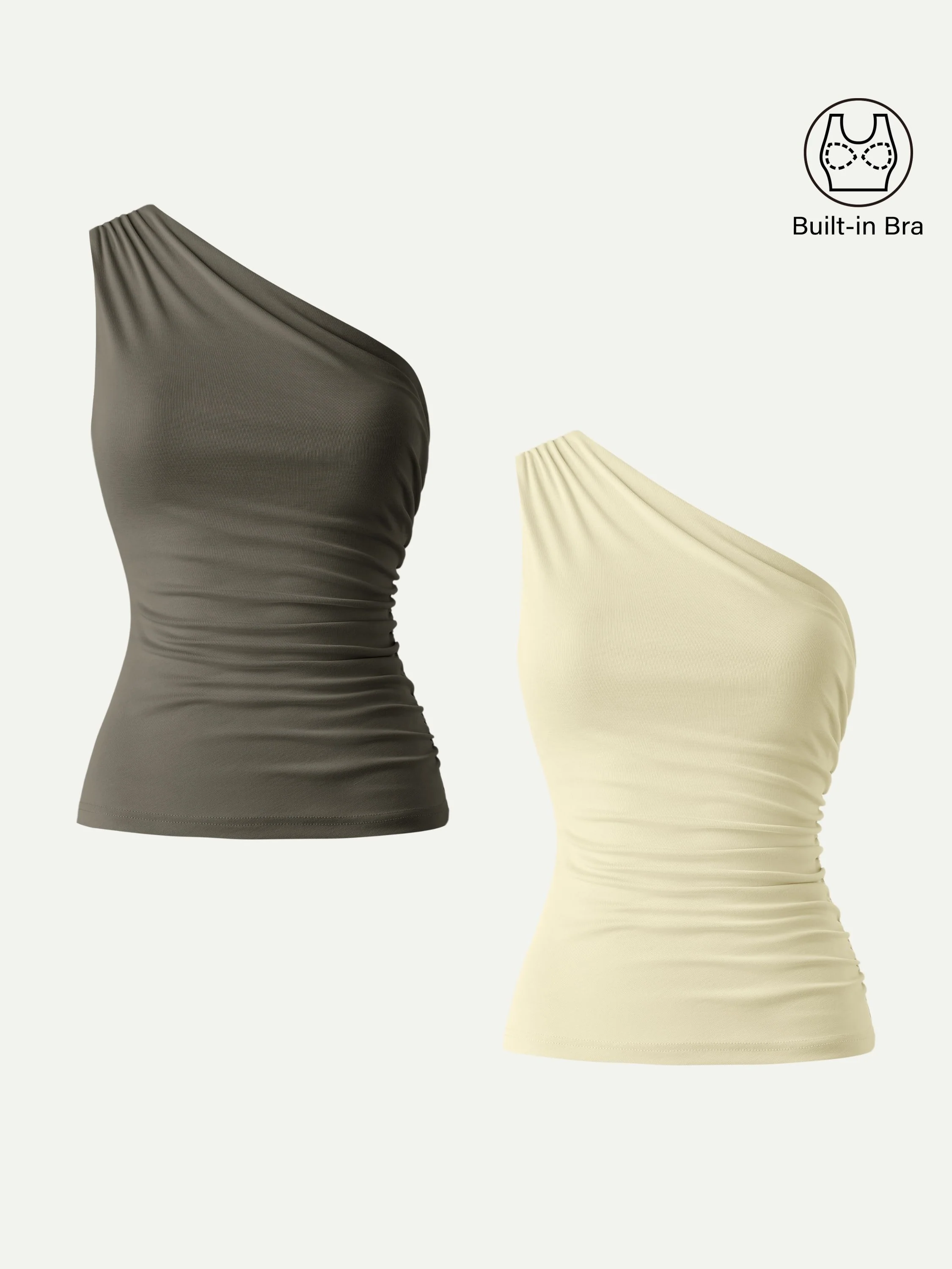 Sandwashed One Shoulder Ruched Bra Tank - Image 20