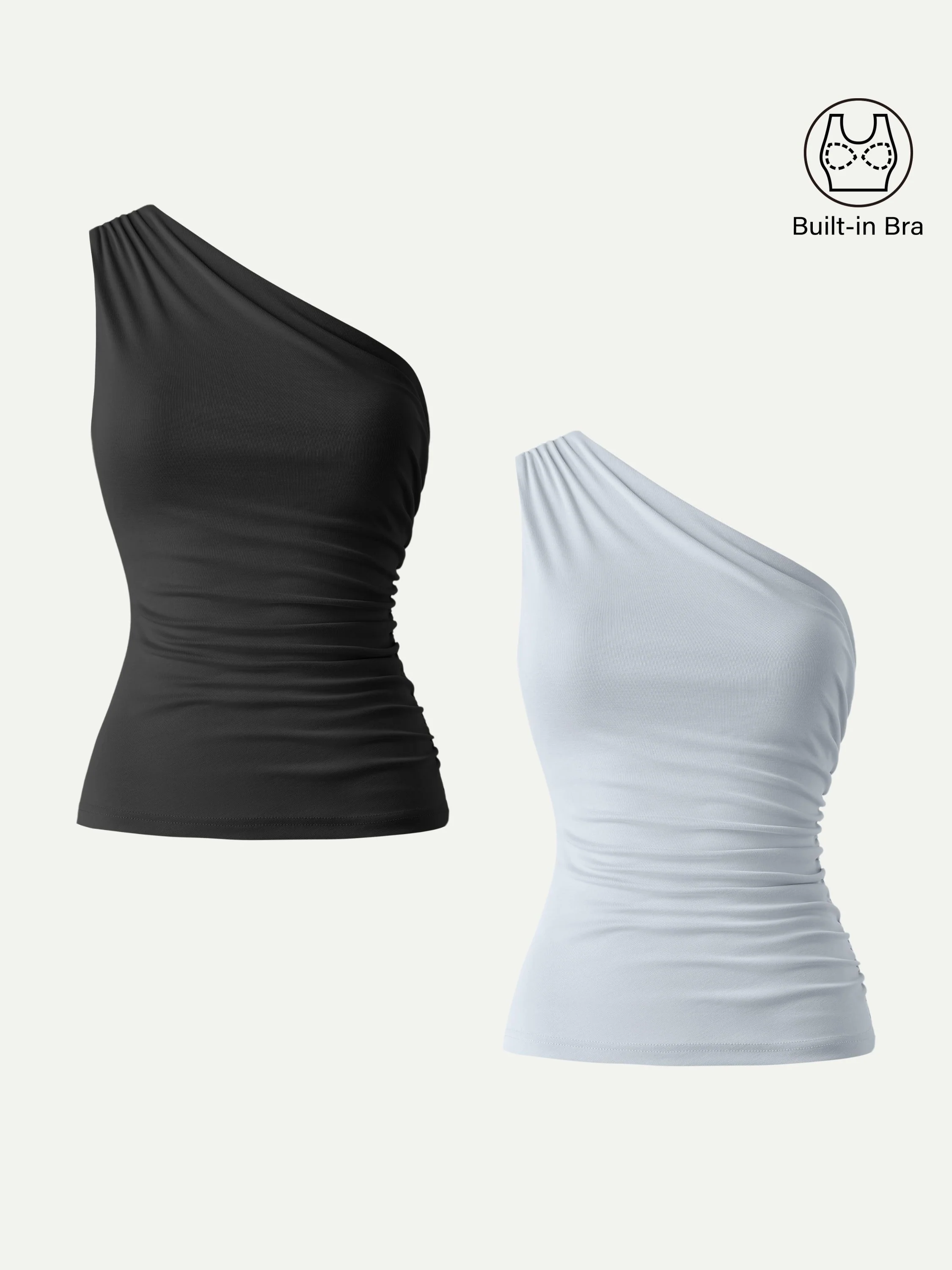Sandwashed One Shoulder Ruched Bra Tank - Image 21