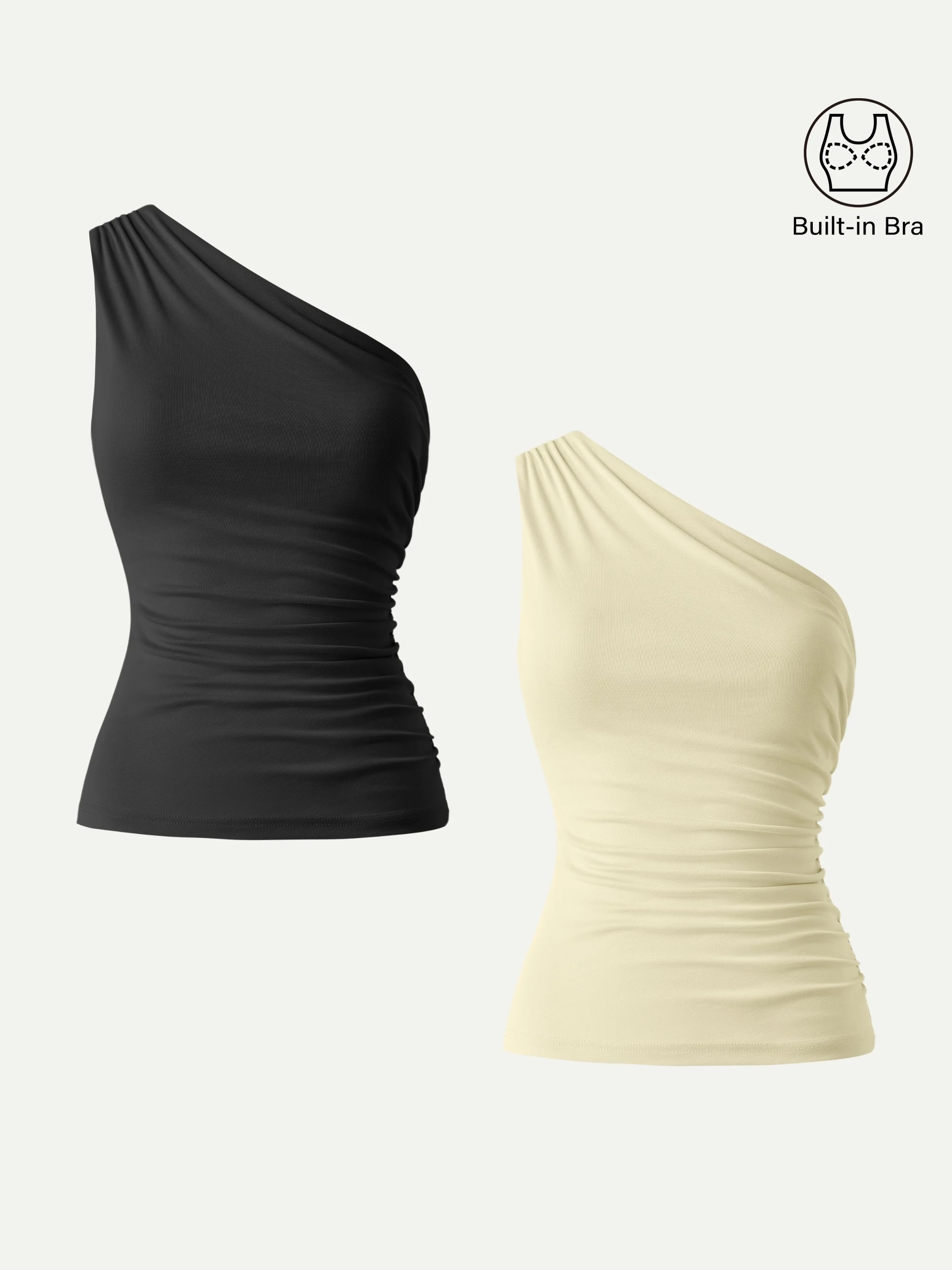 Sandwashed One Shoulder Ruched Bra Tank - Image 22