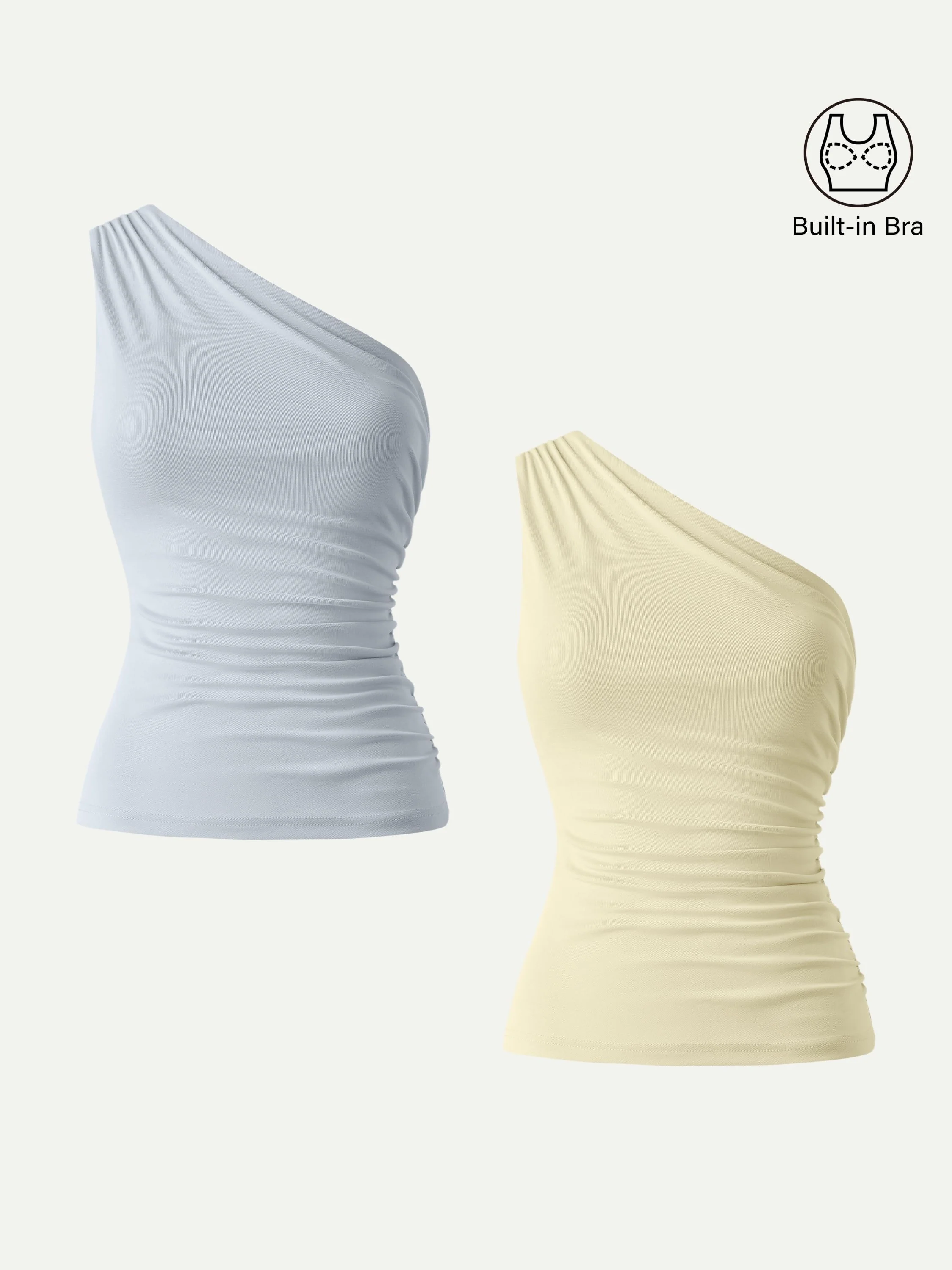 Sandwashed One Shoulder Ruched Bra Tank - Image 23