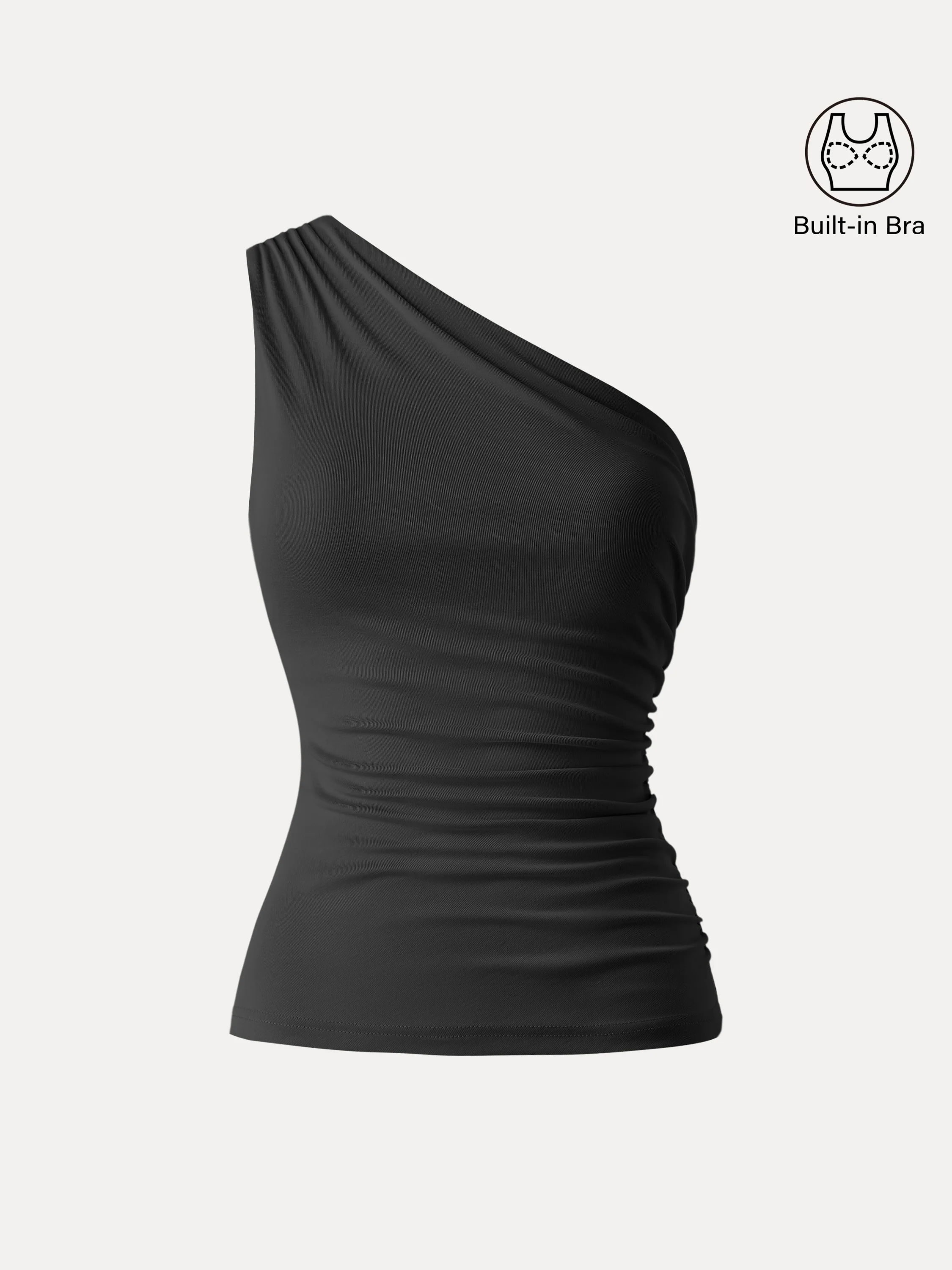 Sandwashed One Shoulder Ruched Bra Tank - Image 8