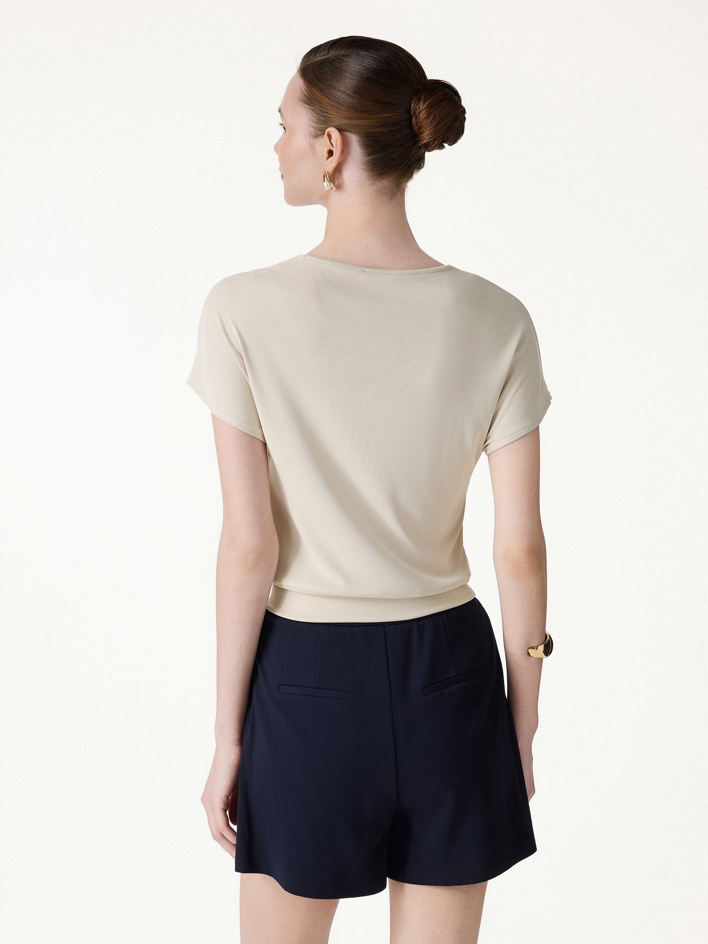 Sandwashed Relaxed Round Neck Cap Sleeve Tee - Image 4
