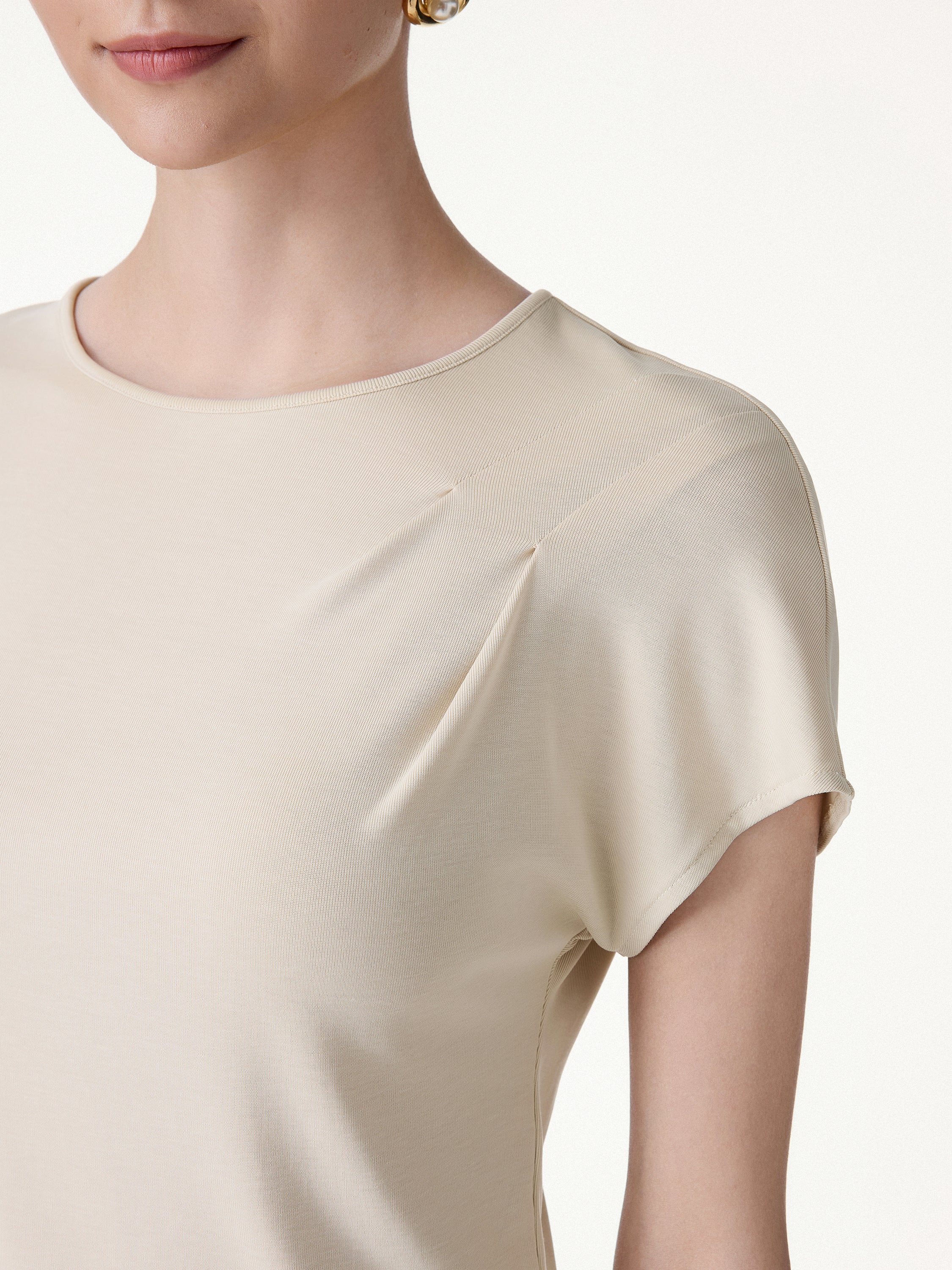 Sandwashed Relaxed Round Neck Cap Sleeve Tee - Image 5