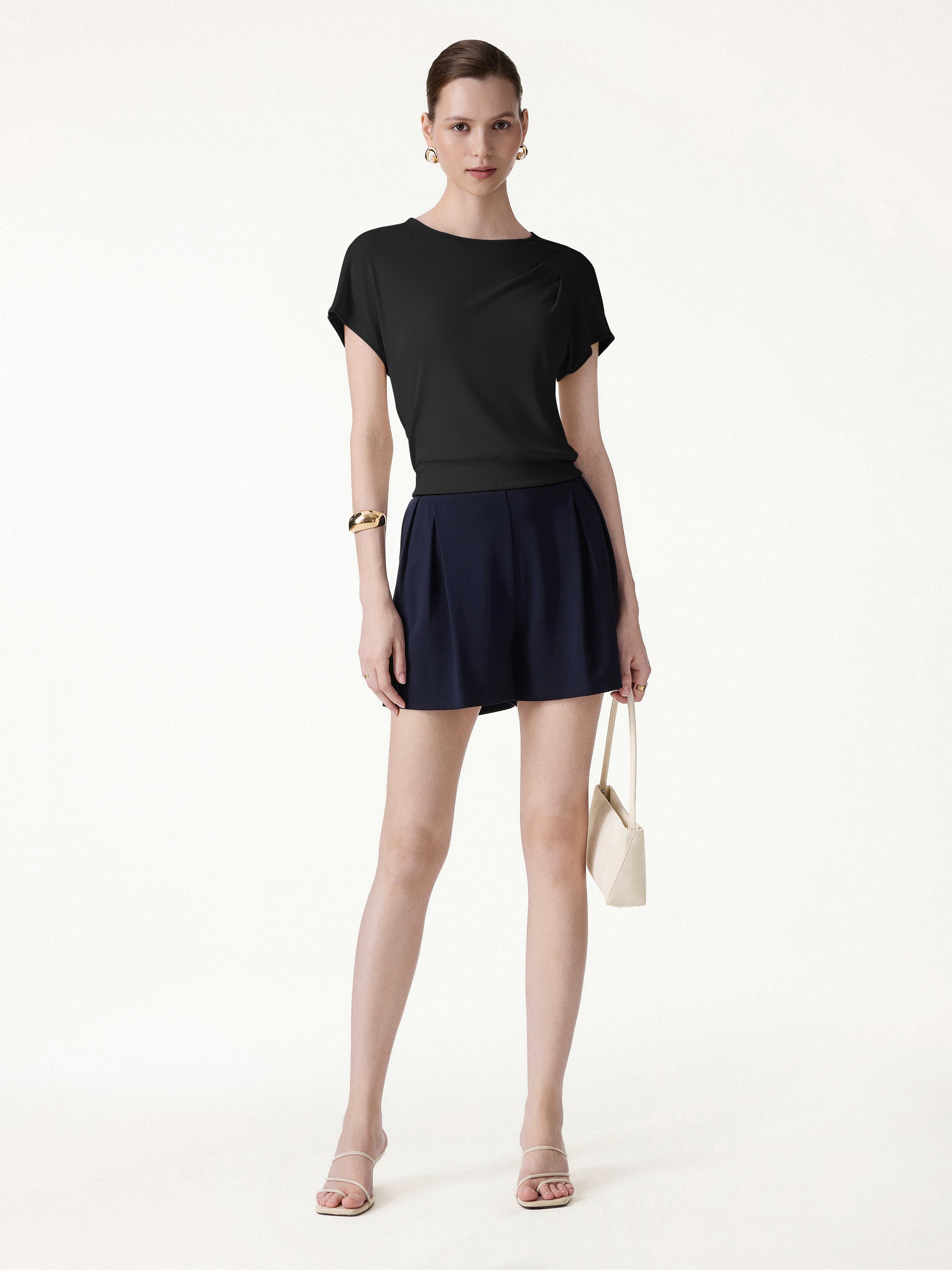 Sandwashed Relaxed Round Neck Cap Sleeve Tee - Image 7