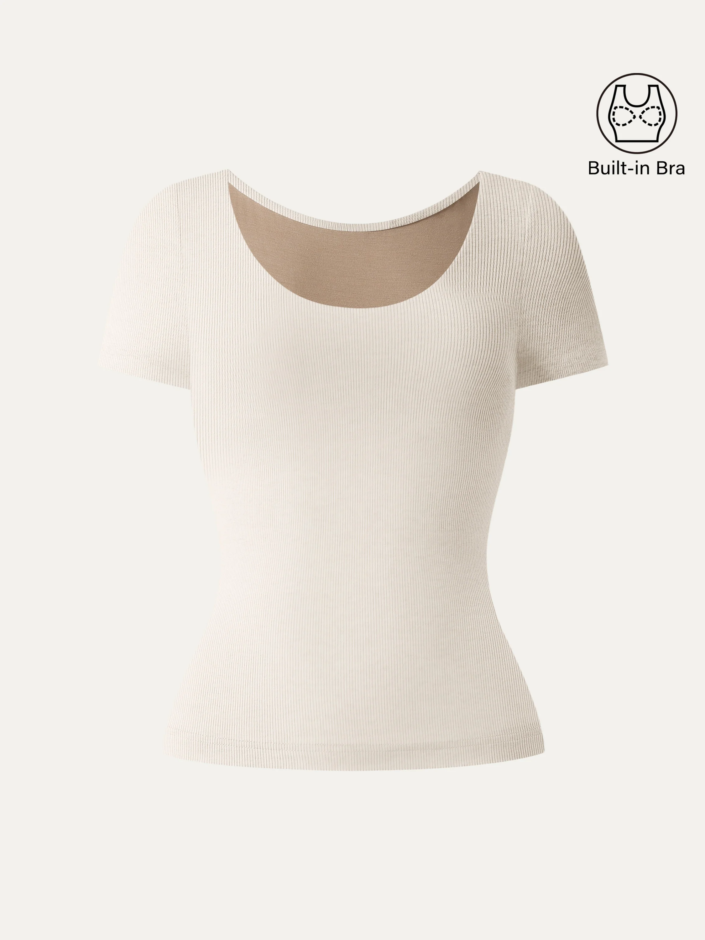 Scoop Neck Short Sleeve Cotton New Airy Bra Top - Image 9