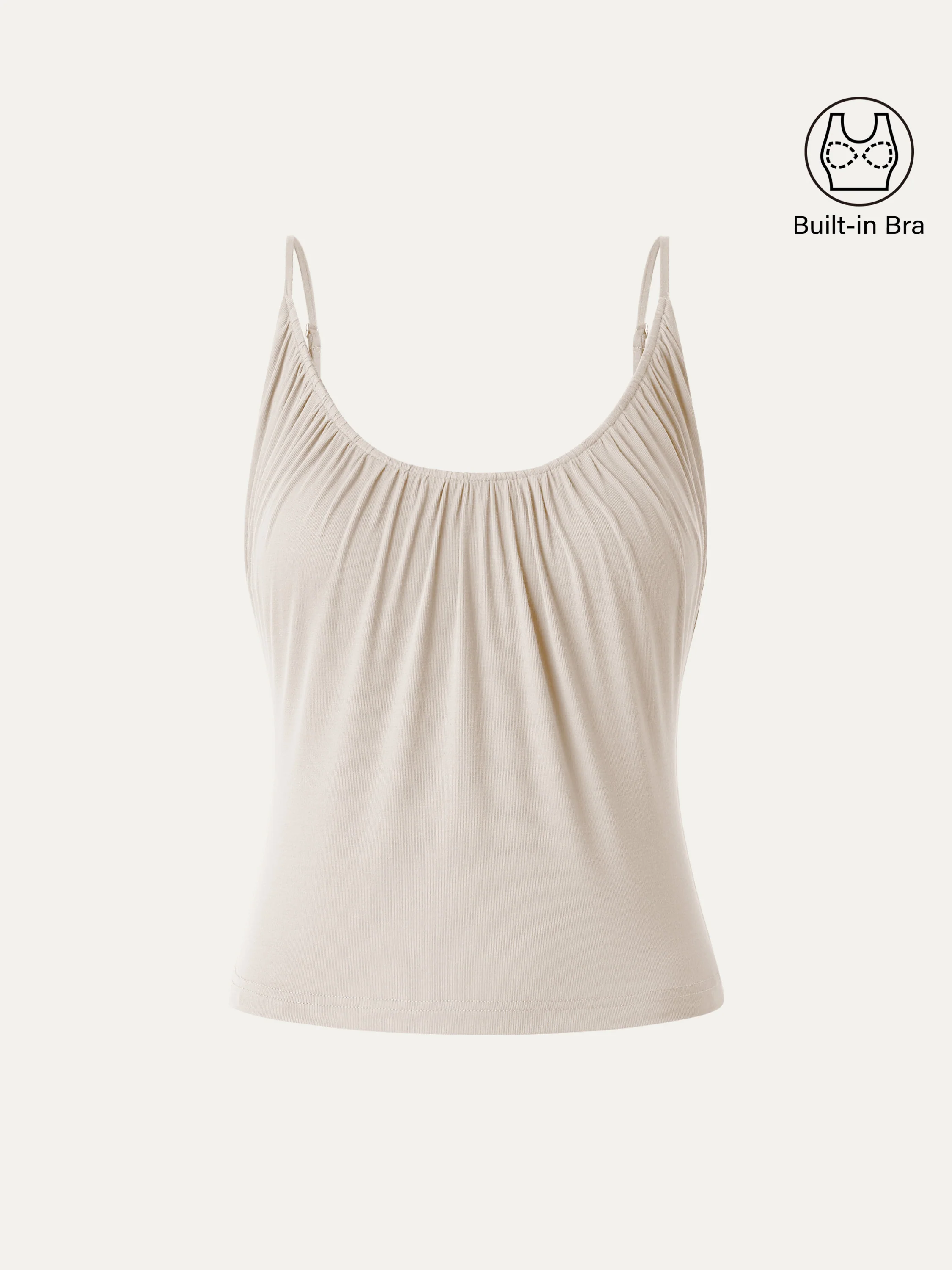 Scoop Neck Gathered Spaghetti Bra Tank - Image 10