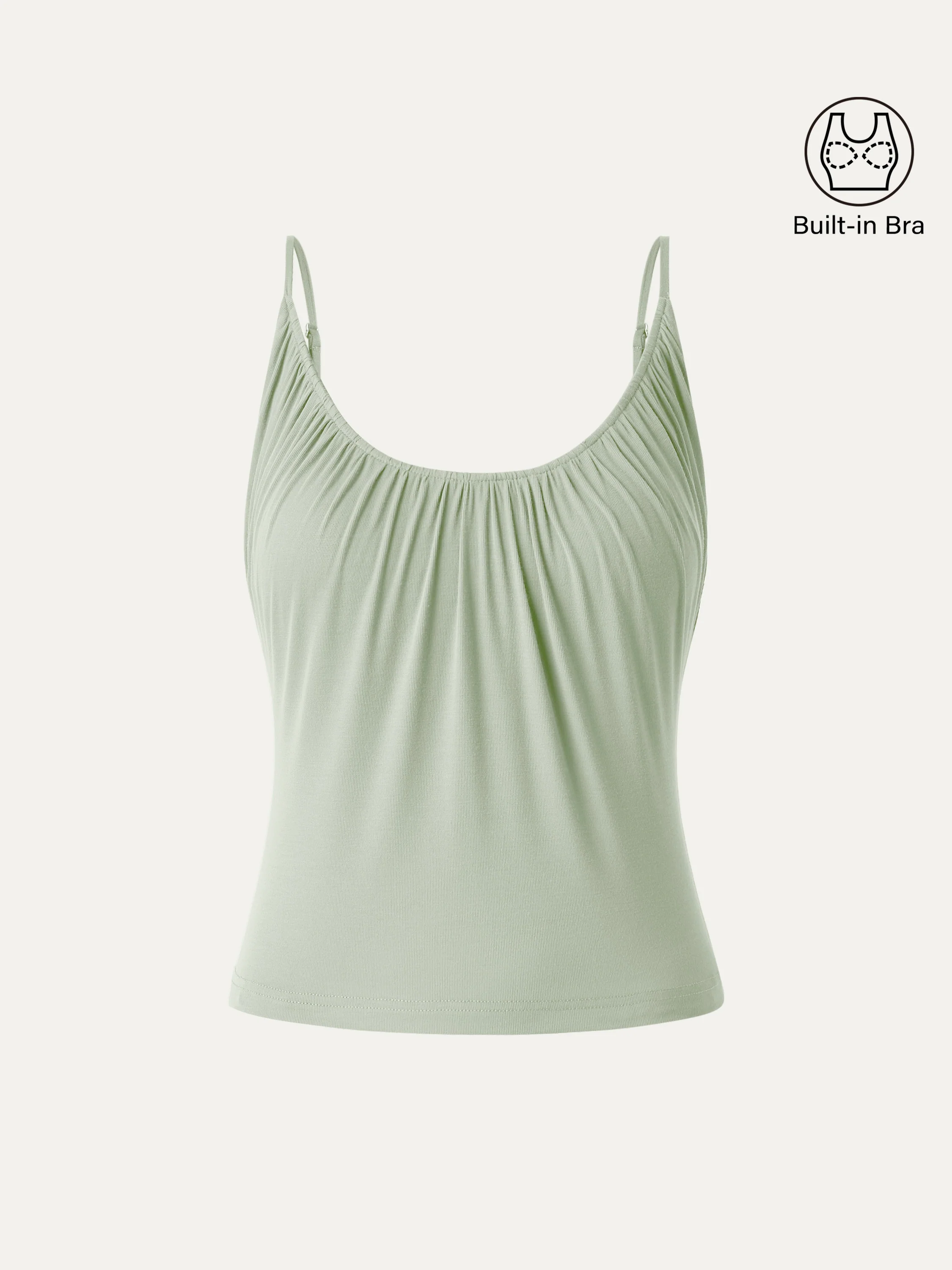 Scoop Neck Gathered Spaghetti Bra Tank - Image 11