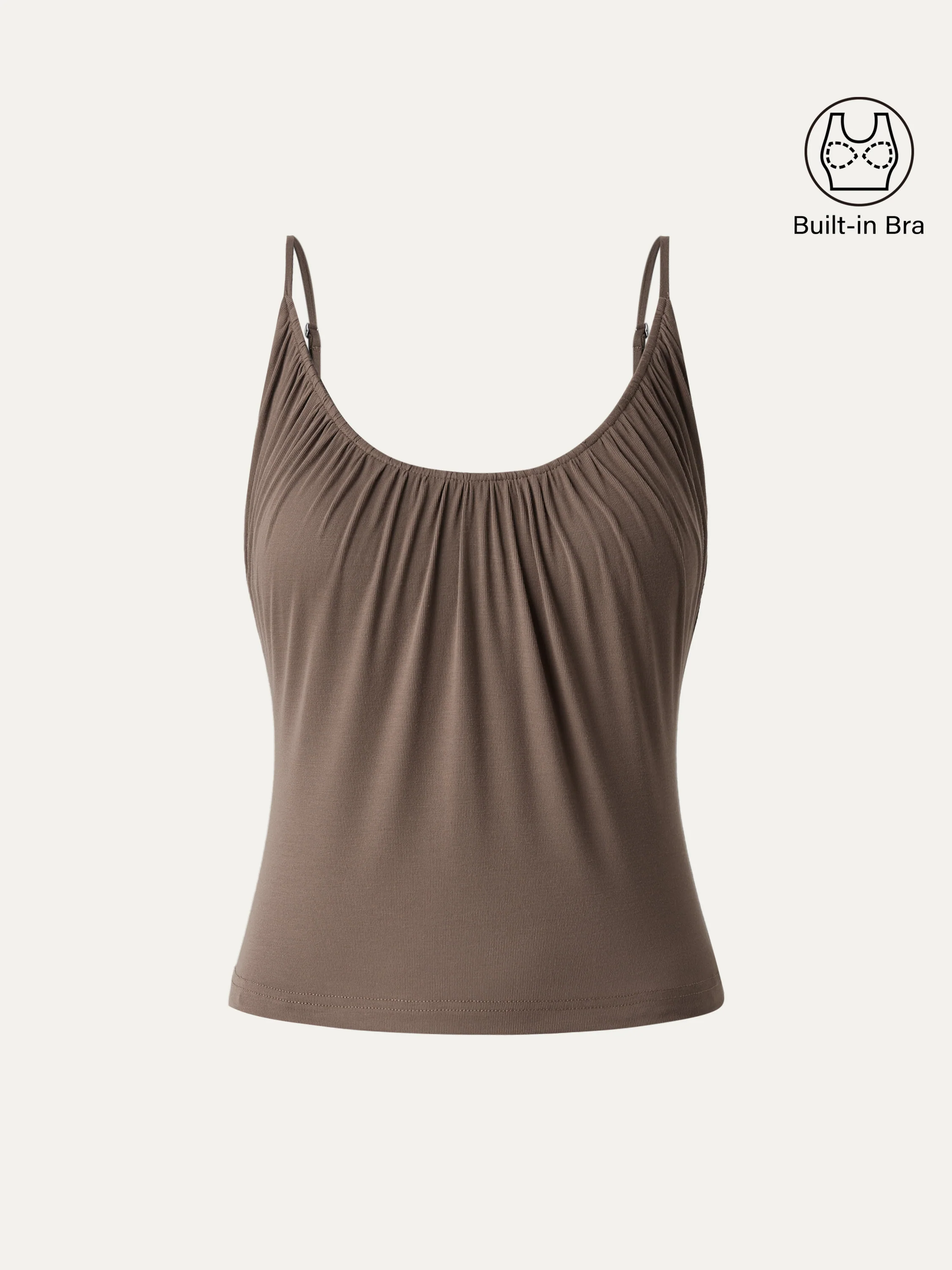 Scoop Neck Gathered Spaghetti Bra Tank - Image 7