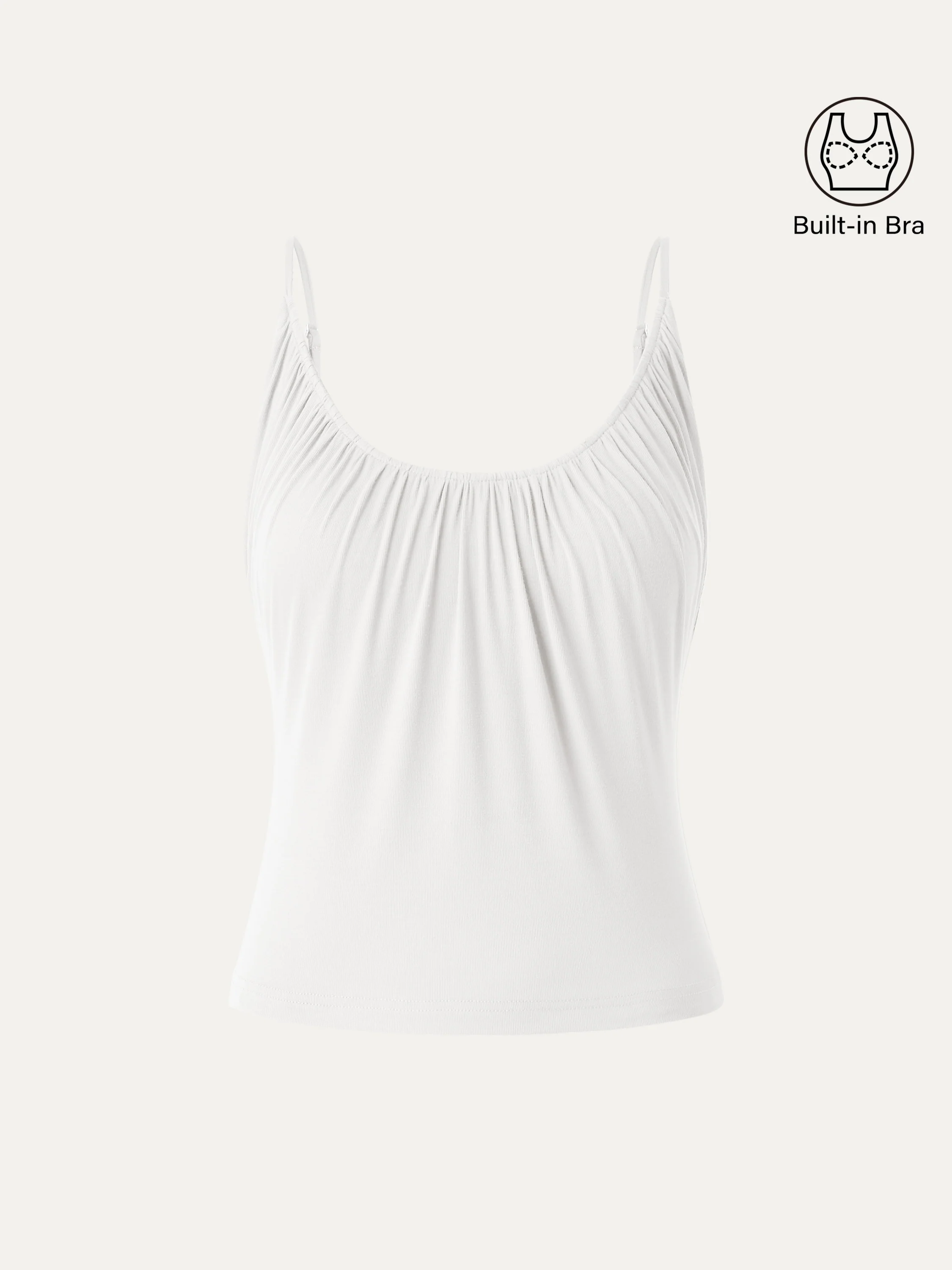 Scoop Neck Gathered Spaghetti Bra Tank - Image 9