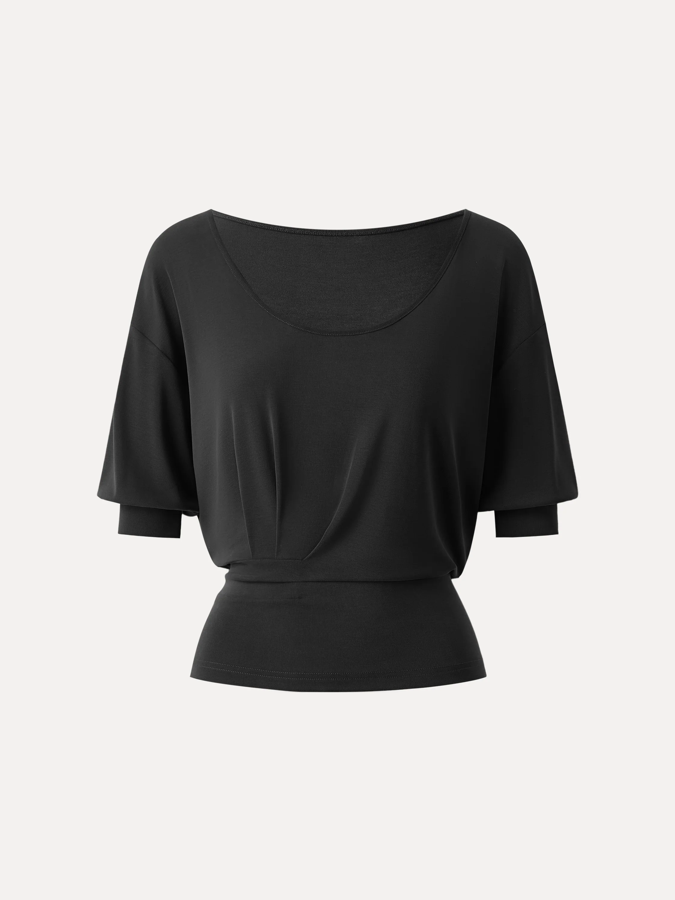 Scoop Neck Short Sleeve Tucked Tee - Image 8