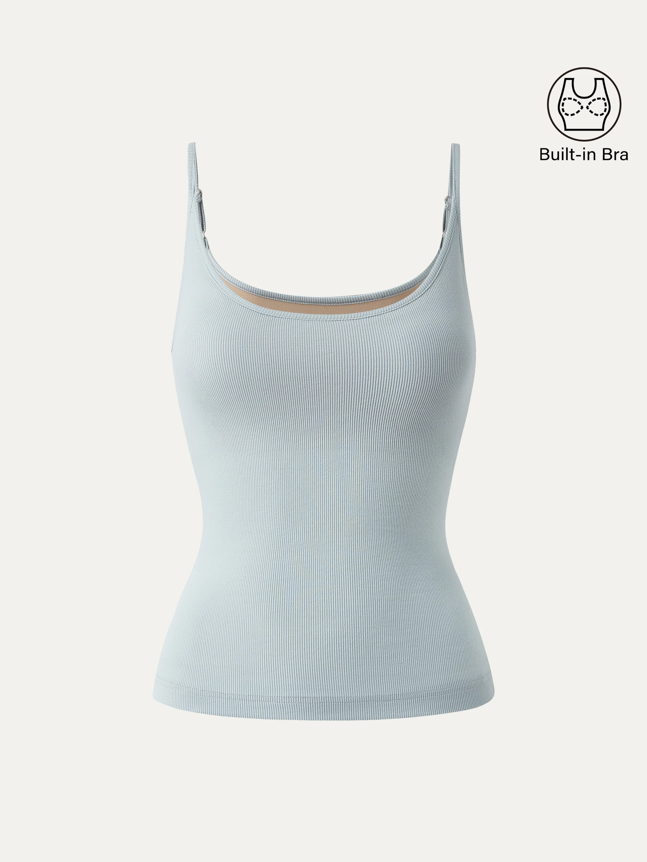 Scoop Neck Spaghetti Strap New Airy Bra Tank Top - Image 12