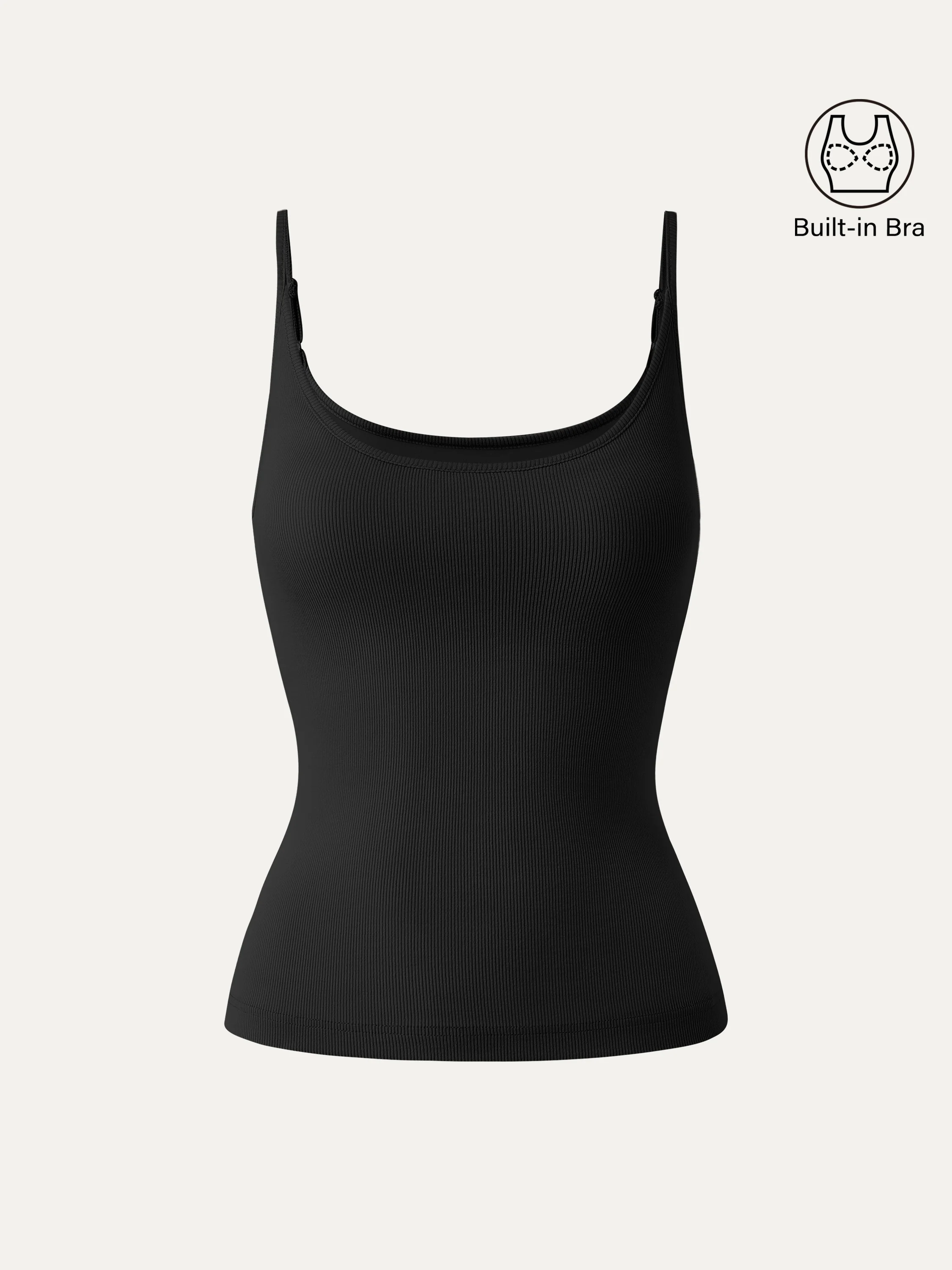 Scoop Neck Spaghetti Strap New Airy Bra Tank Top - Image 13