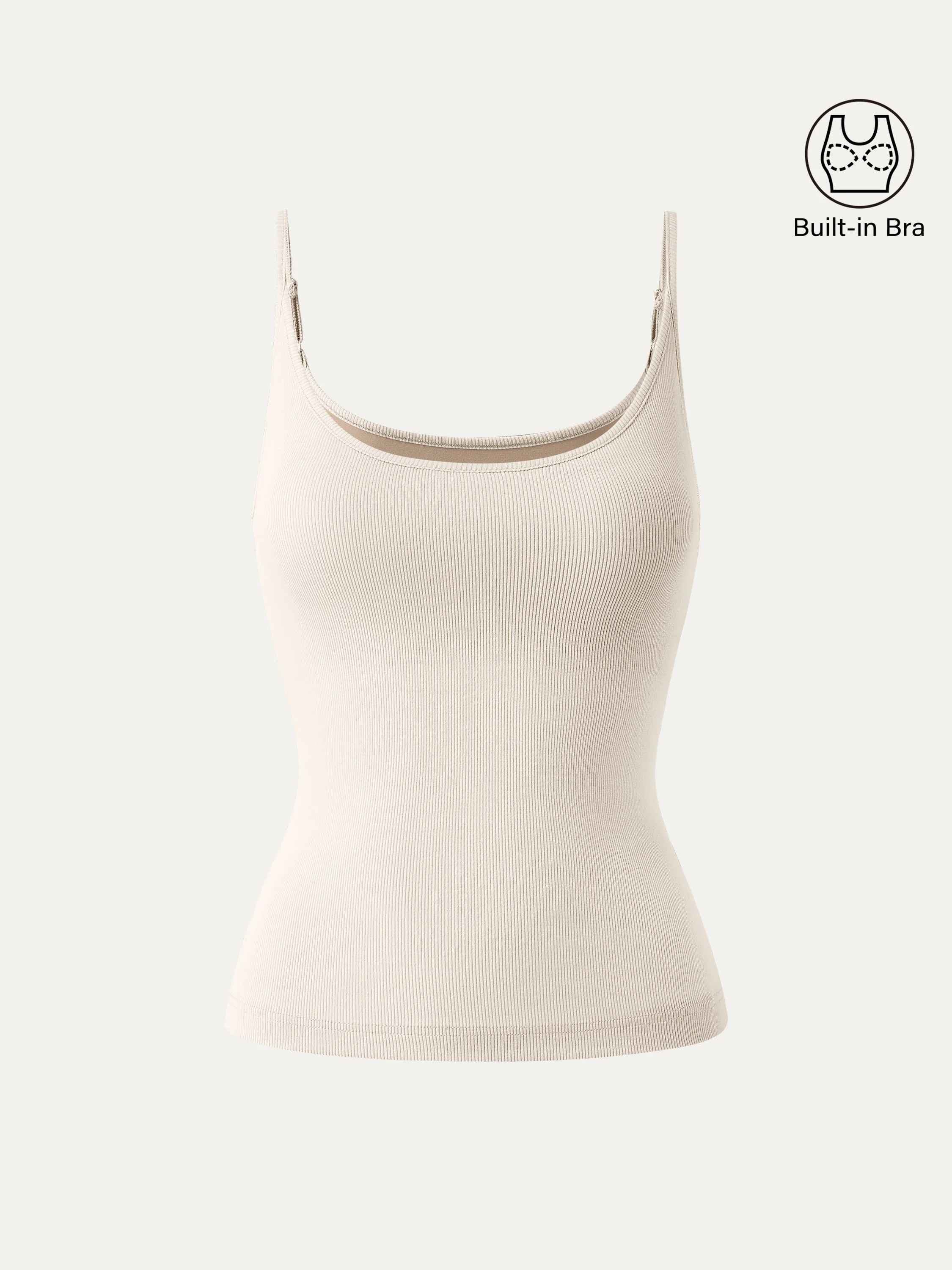 Scoop Neck Spaghetti Strap New Airy Bra Tank Top - Image 6