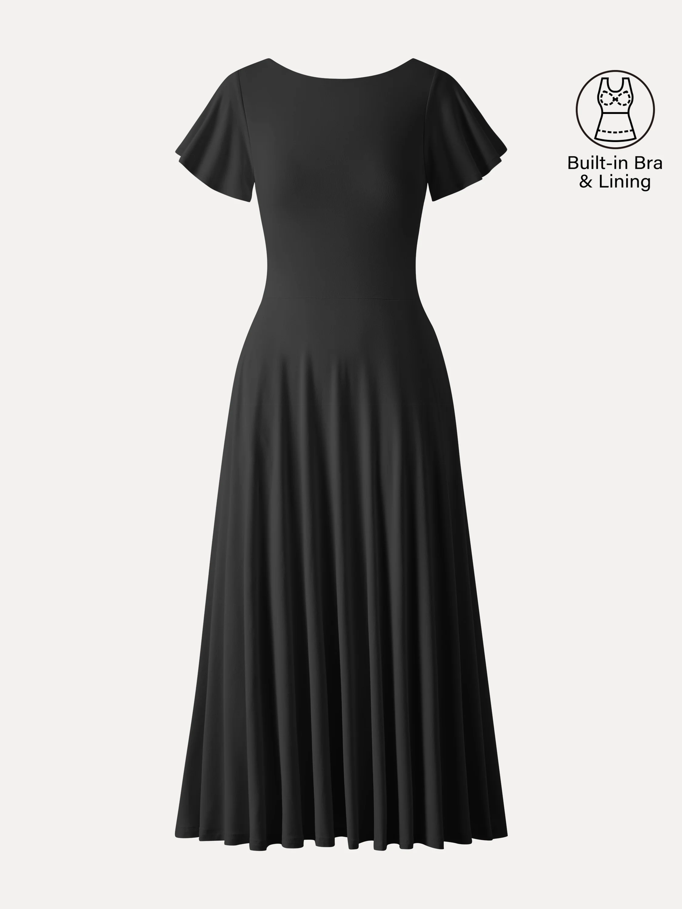 SkinKiss Boatneck Fit-and-Flare Maxi Travel Bra Dress with Pockets - Image 8