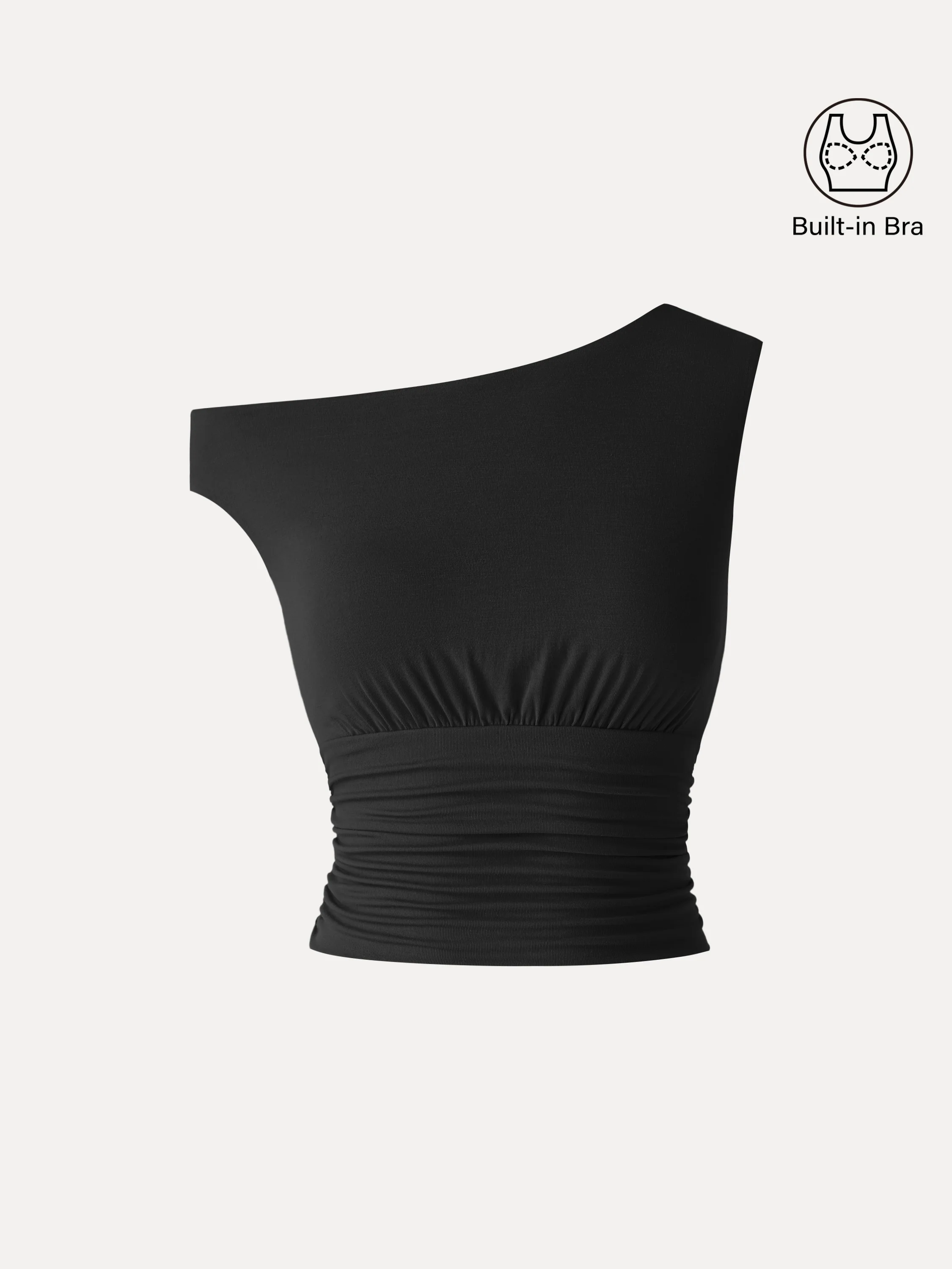 SkinKiss Asymmetrical Neck Cropped Ruched Bra Top - Image 8