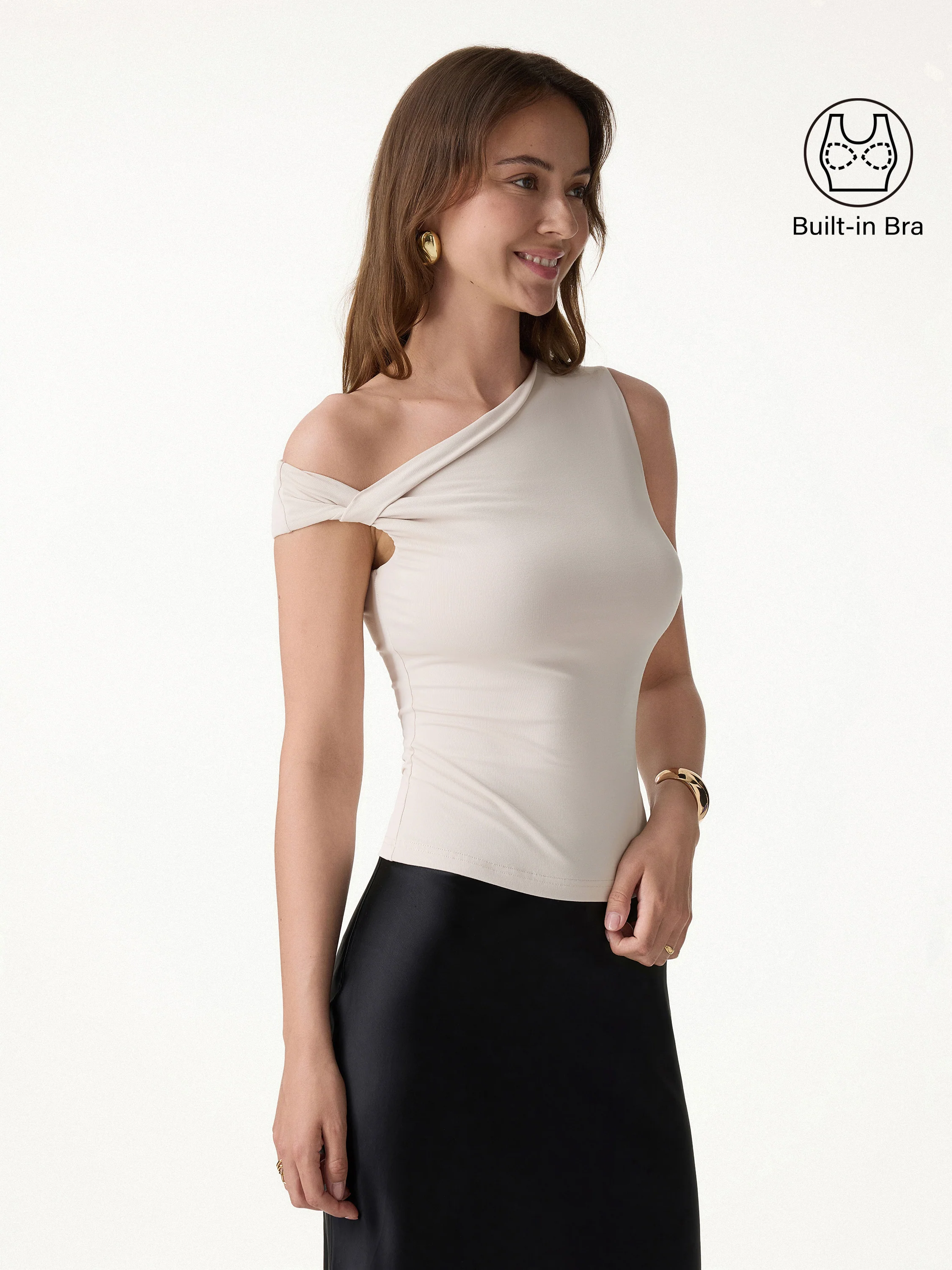 SkinKiss Asymmetrical Shoulder Bra Top