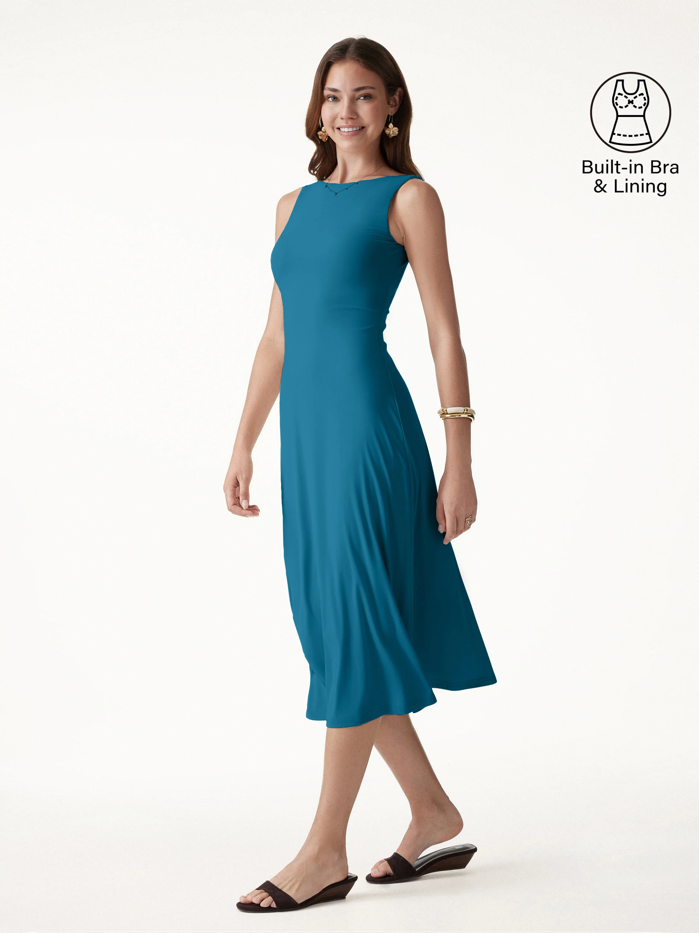 SkinKiss Boatneck Open-Back Flowy Midi Bra Dress - Image 11