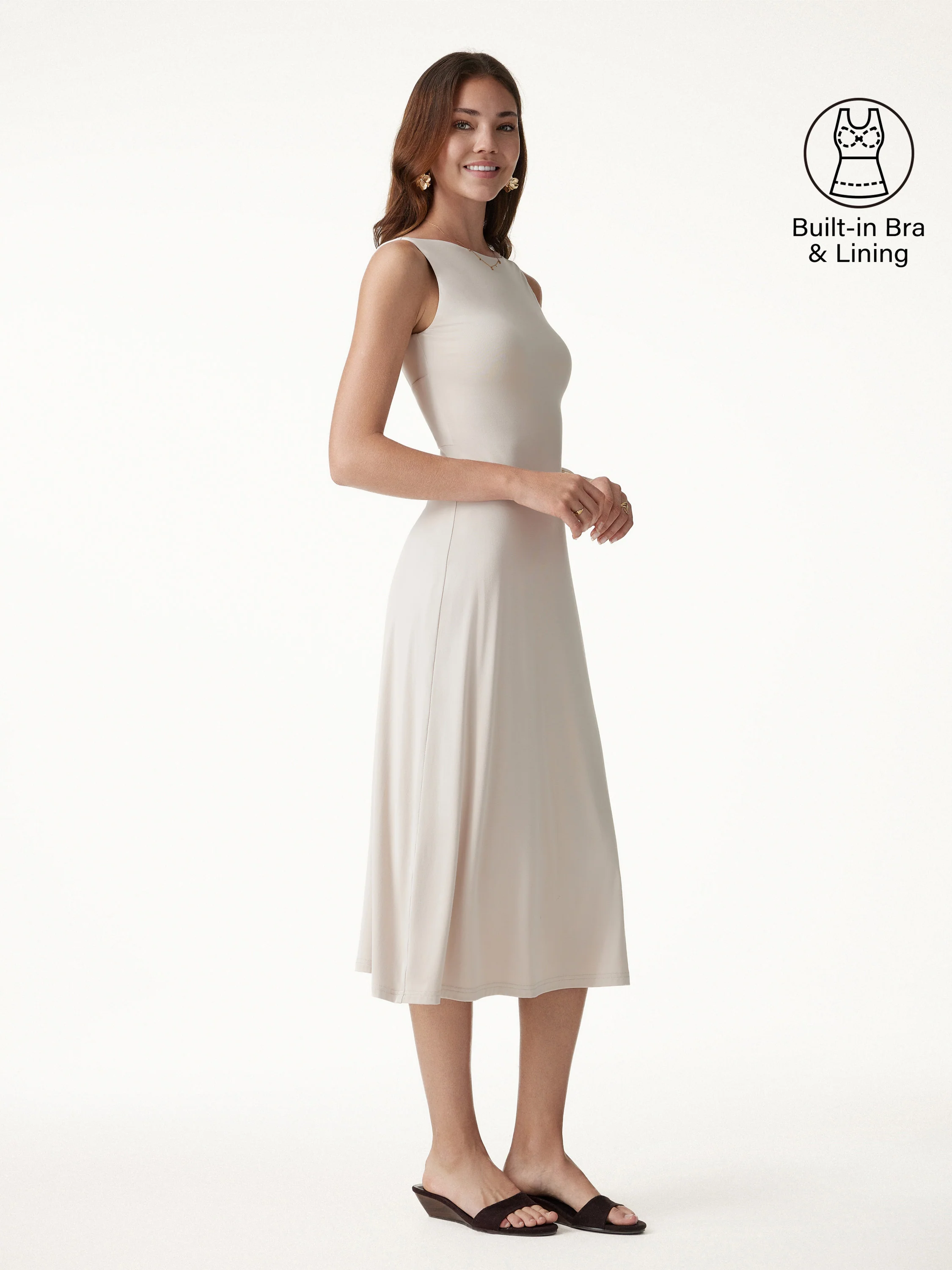 SkinKiss Boatneck Open-Back Flowy Midi Bra Dress - Image 4