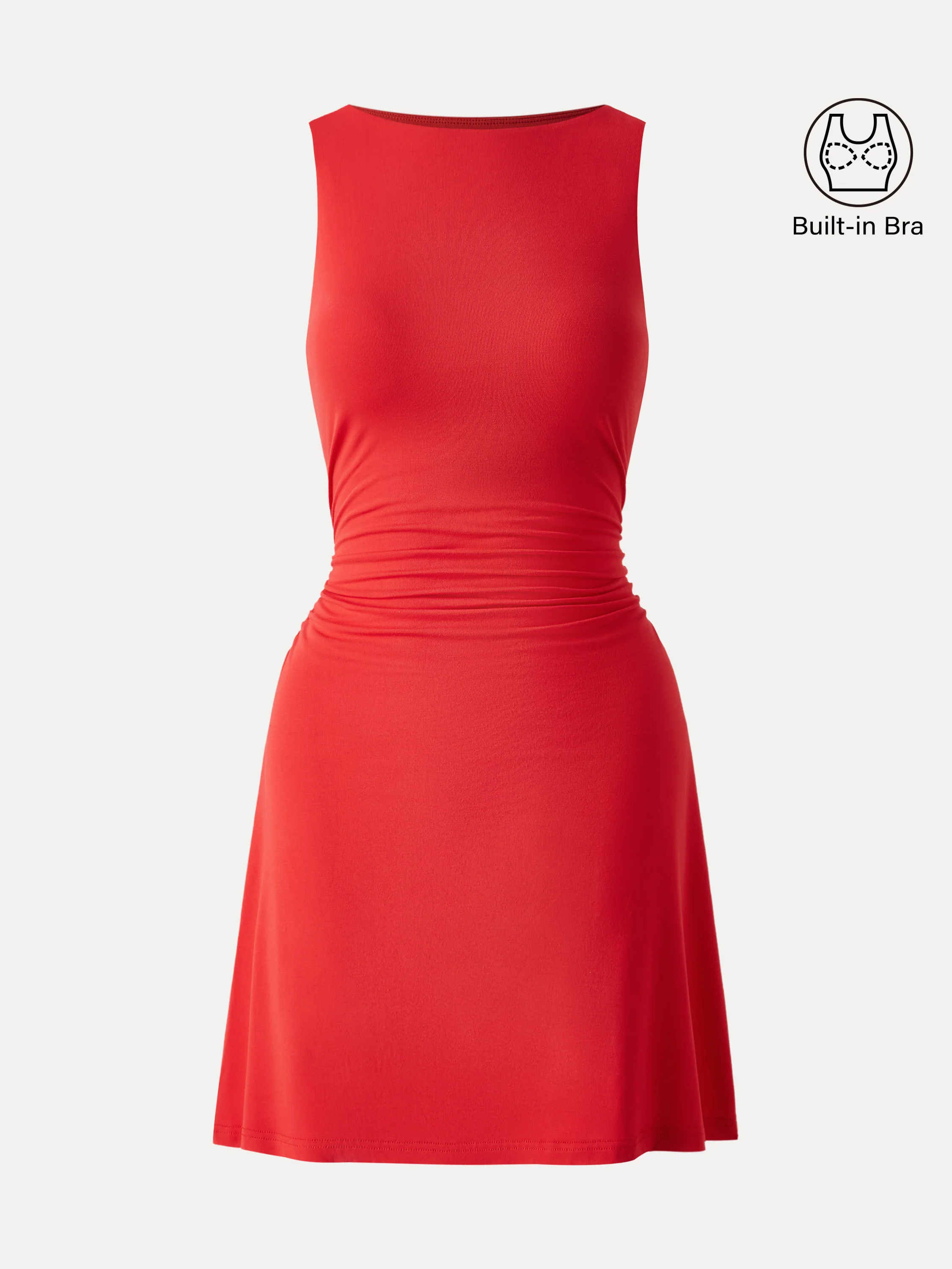 SkinKiss Boatneck Ruched A-line Mini Bra Dress - Image 7