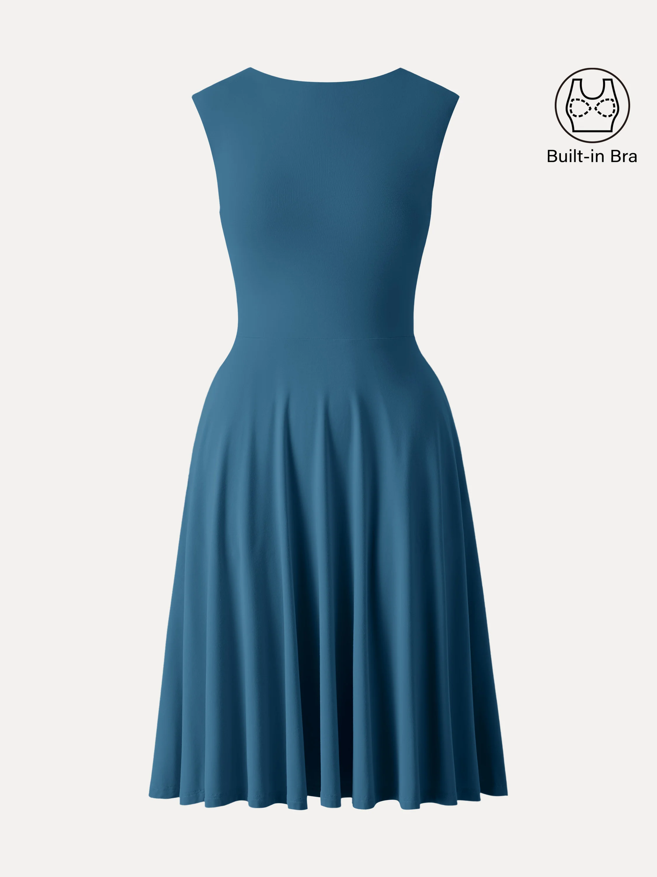 SkinKiss Boatneck Wide Shoulder Bra Dress with Pockets - Image 11