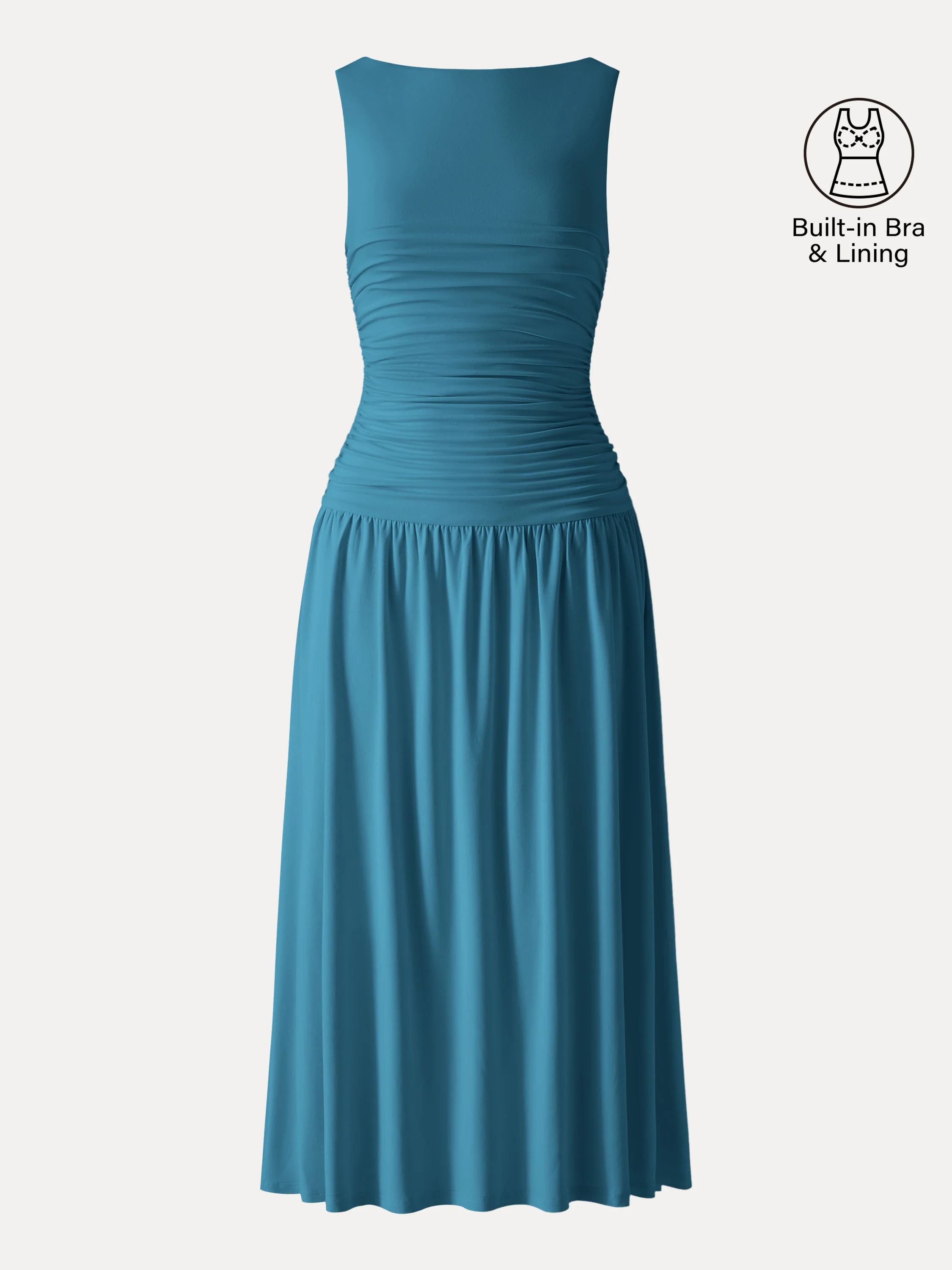 SkinKiss Cooling Boatneck Ruched Midi Bra Dress - Image 11