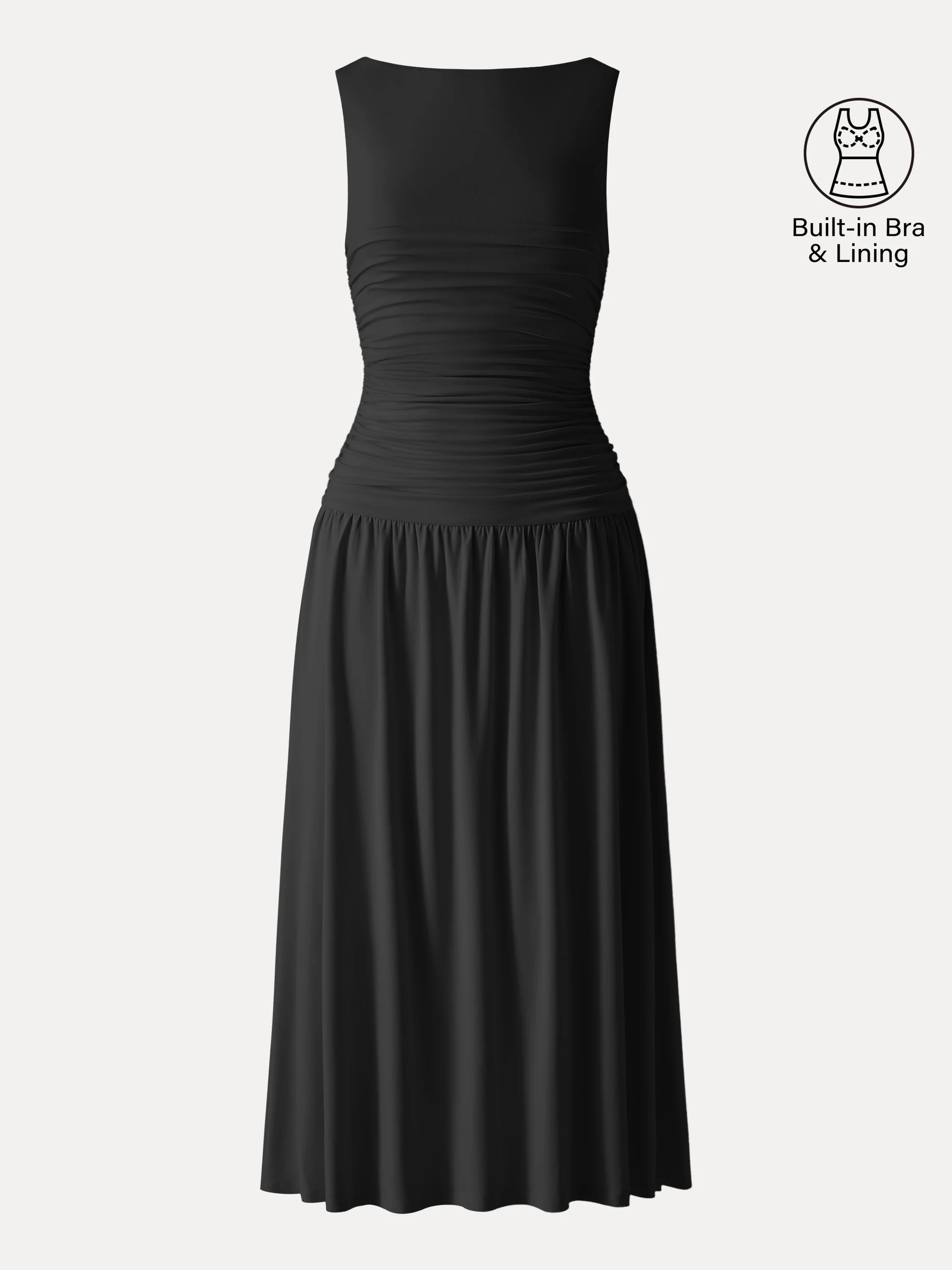 SkinKiss Cooling Boatneck Ruched Midi Bra Dress - Image 12