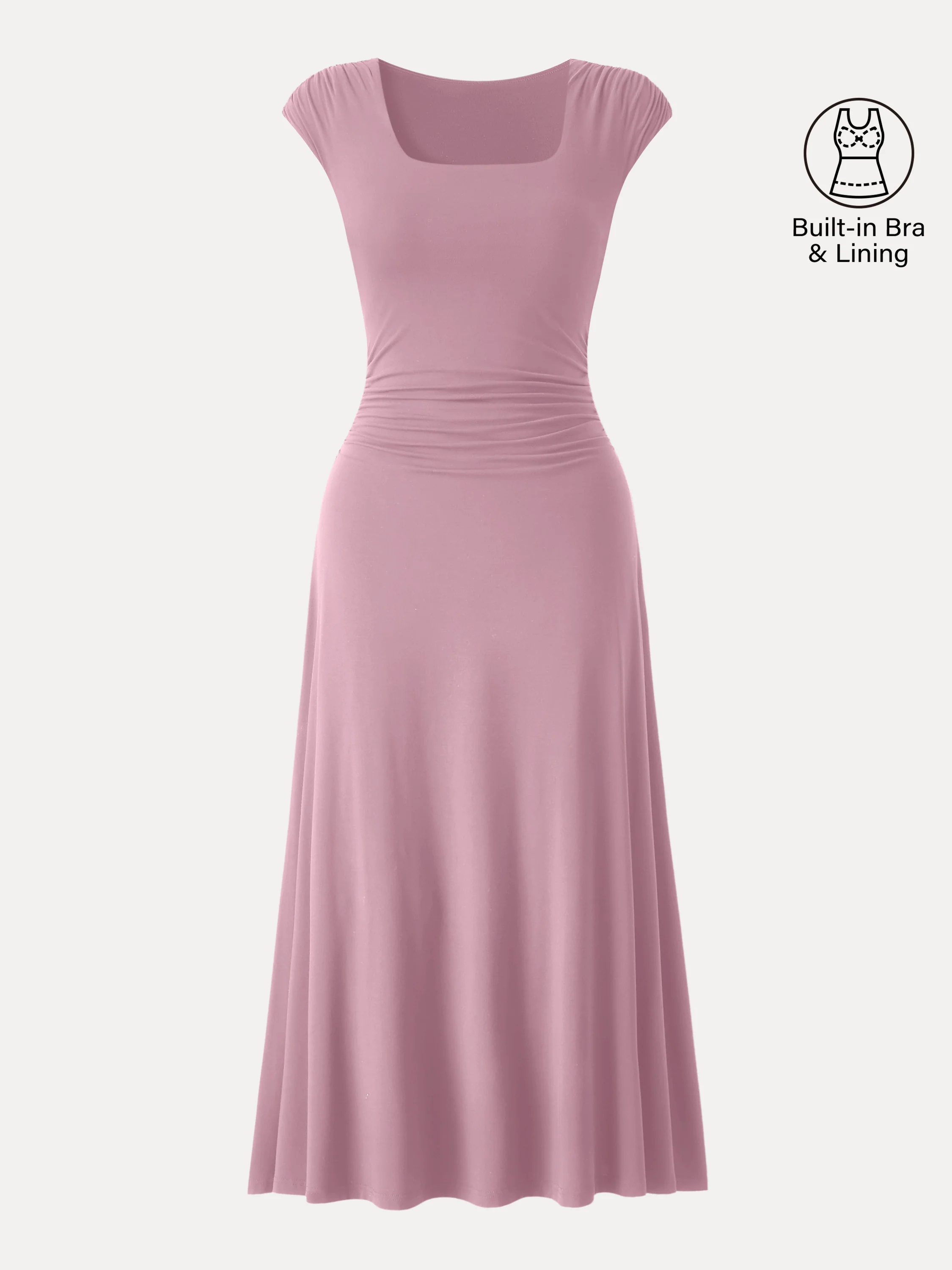 SkinKiss Cooling Square Neck Ruched Midi Bra Dress - Image 13