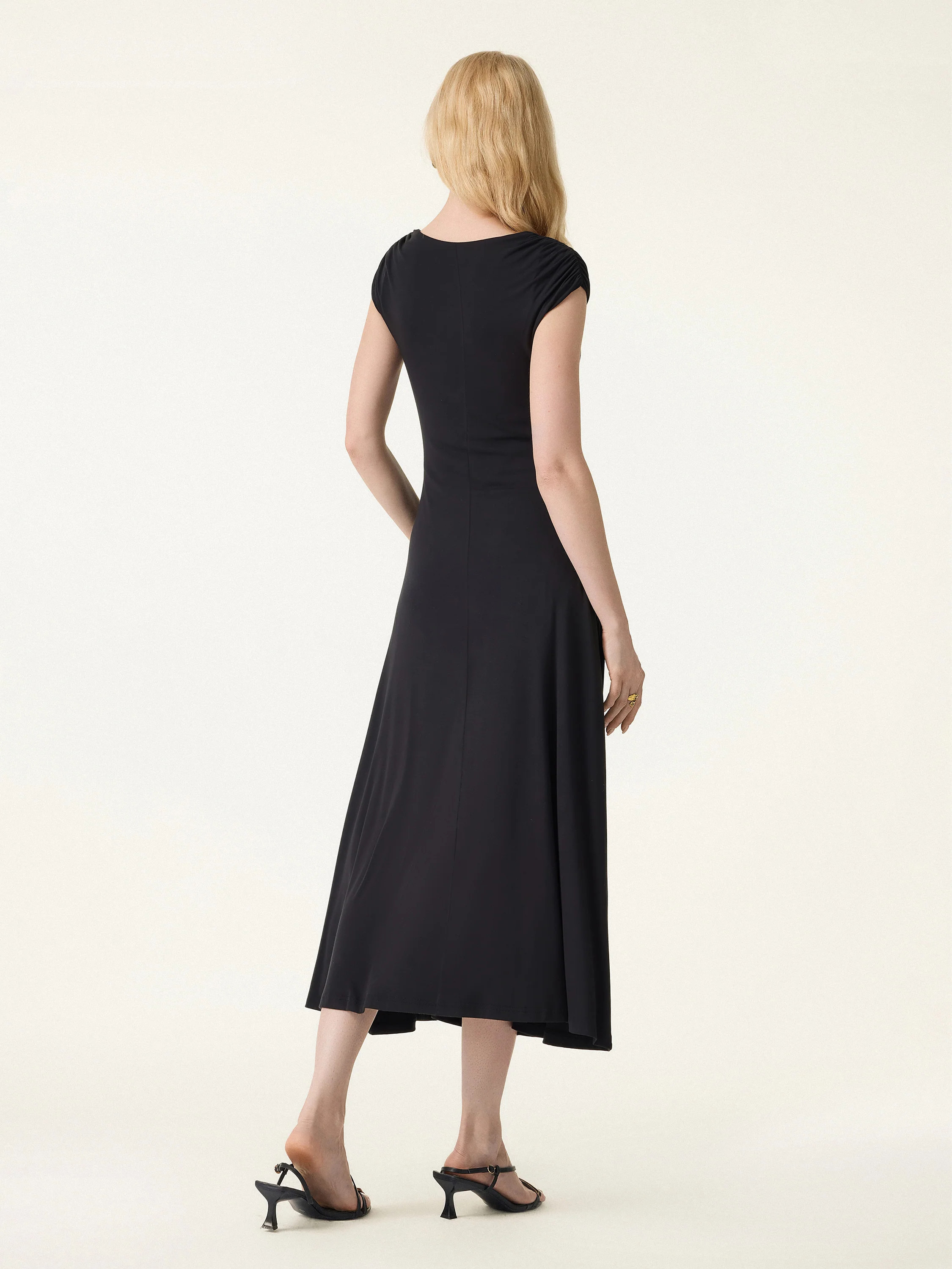 SkinKiss Cooling Square Neck Ruched Midi Bra Dress - Image 4