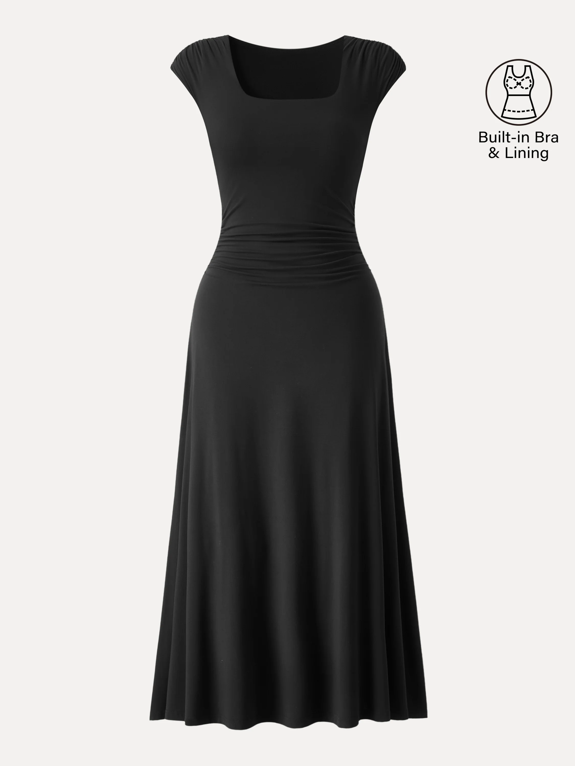 SkinKiss Cooling Square Neck Ruched Midi Bra Dress - Image 7