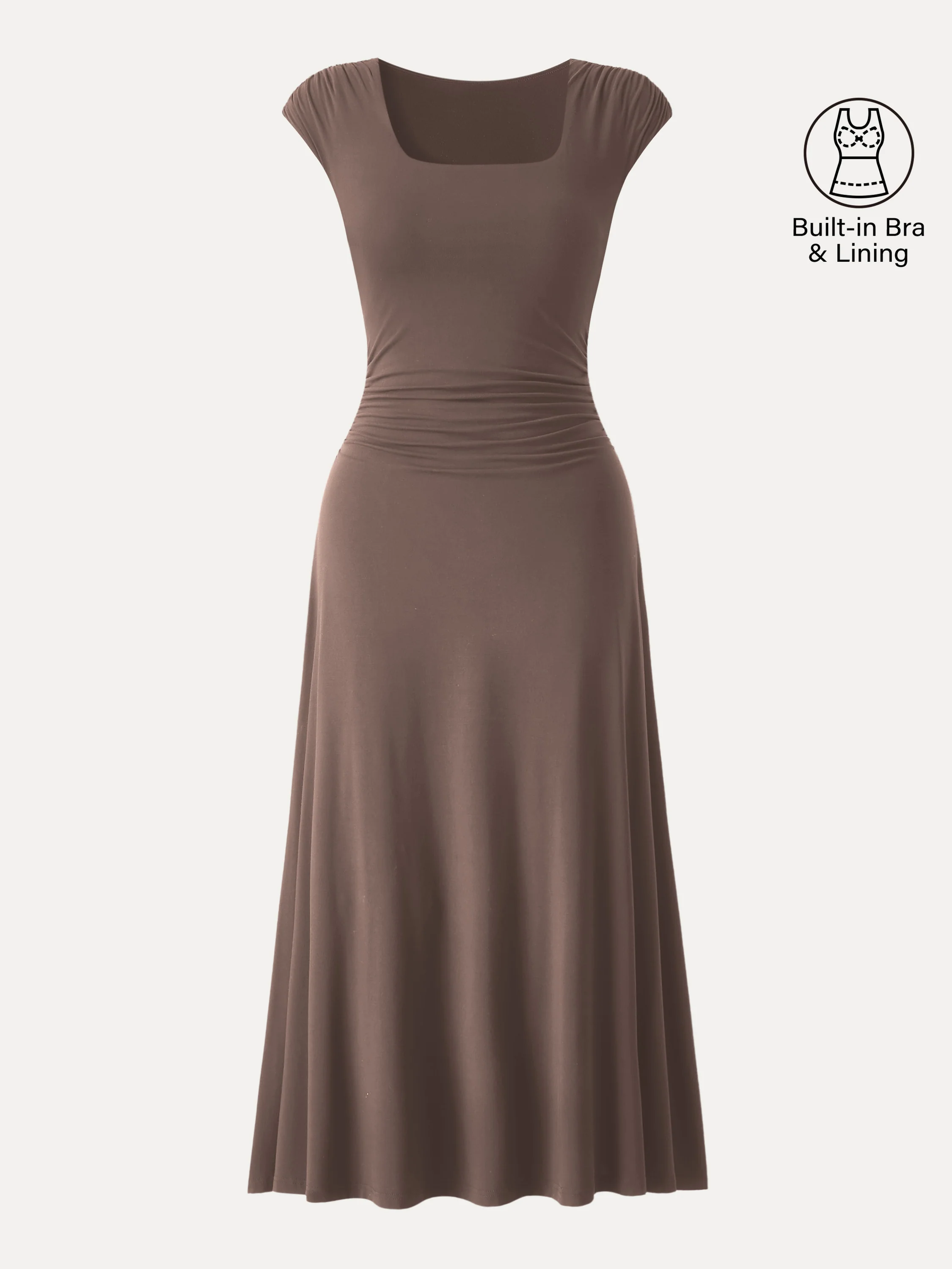 SkinKiss Cooling Square Neck Ruched Midi Bra Dress - Image 9