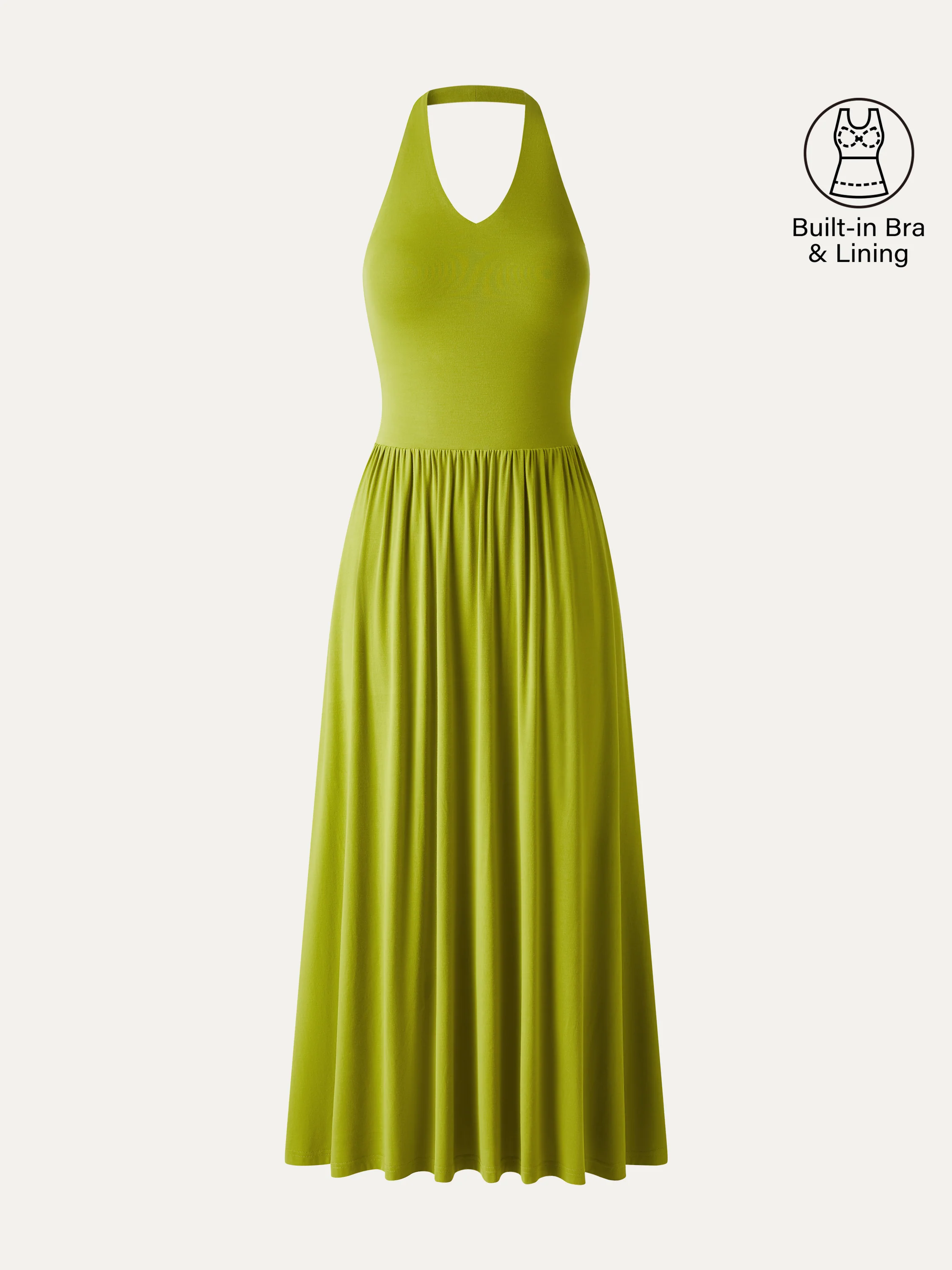 SkinKiss Halter Ruched Midi Bra Dress with Pockets - Image 12