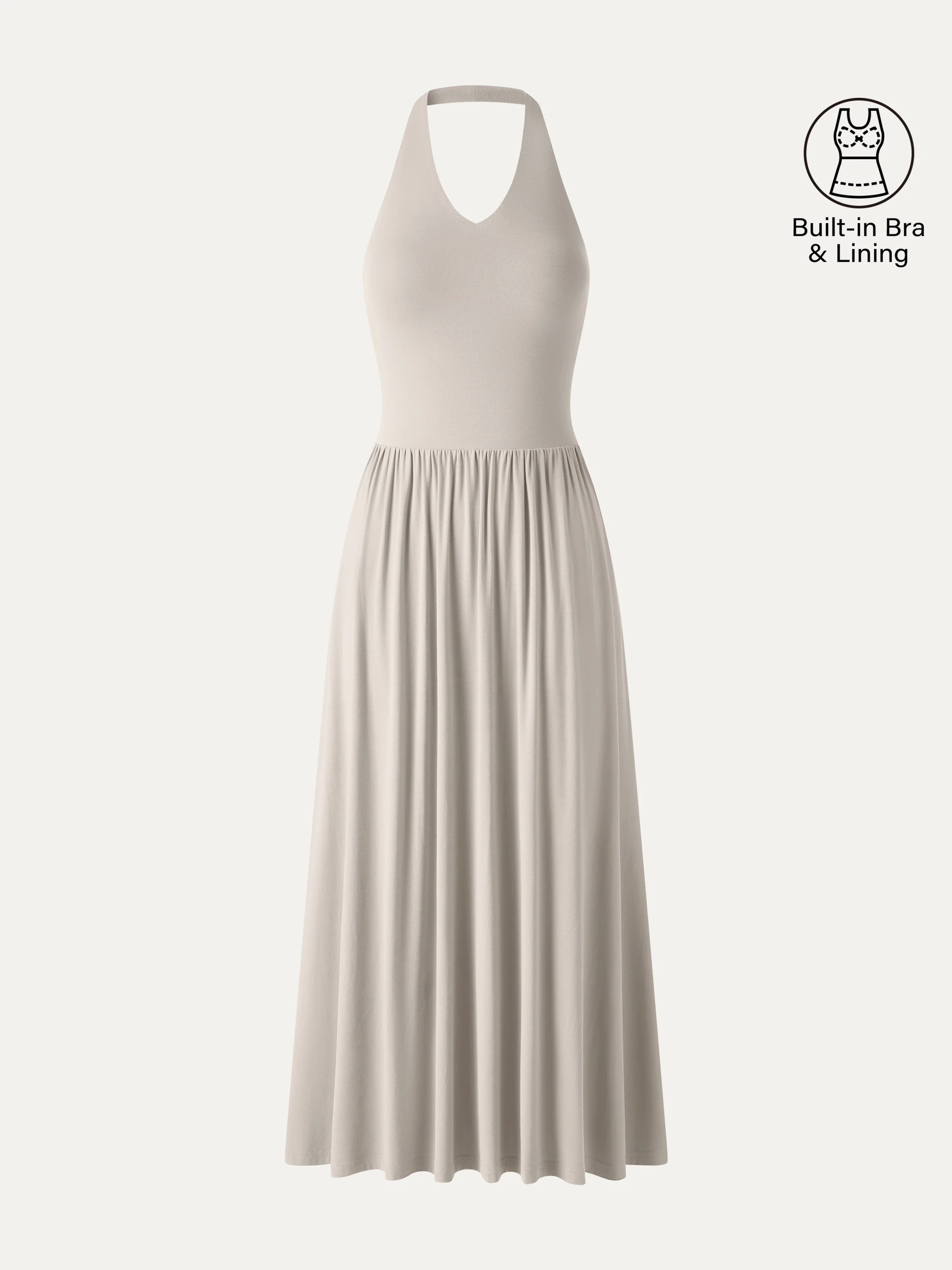 SkinKiss Halter Ruched Midi Bra Dress with Pockets - Image 16