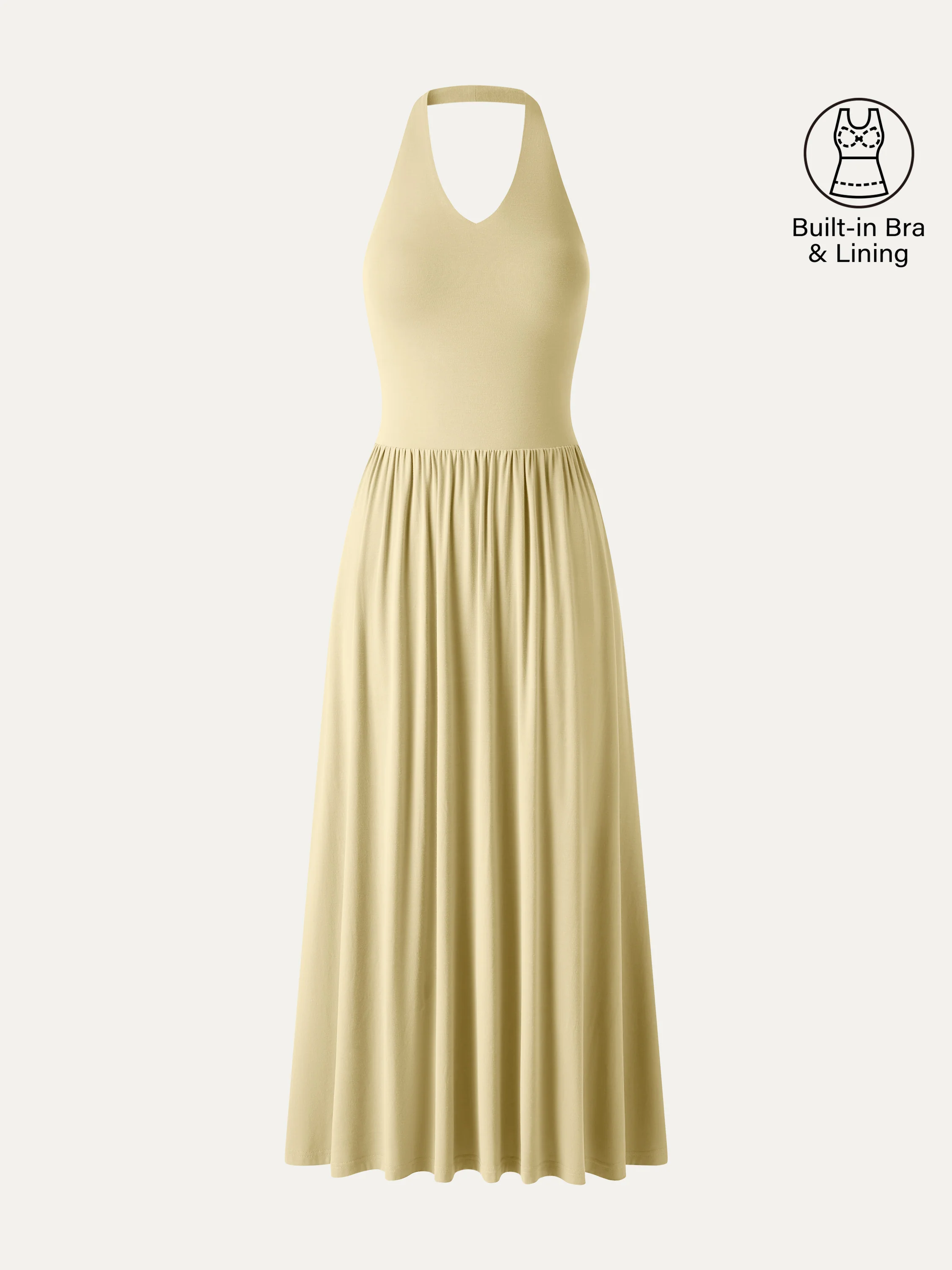 SkinKiss Halter Ruched Midi Bra Dress with Pockets - Image 17