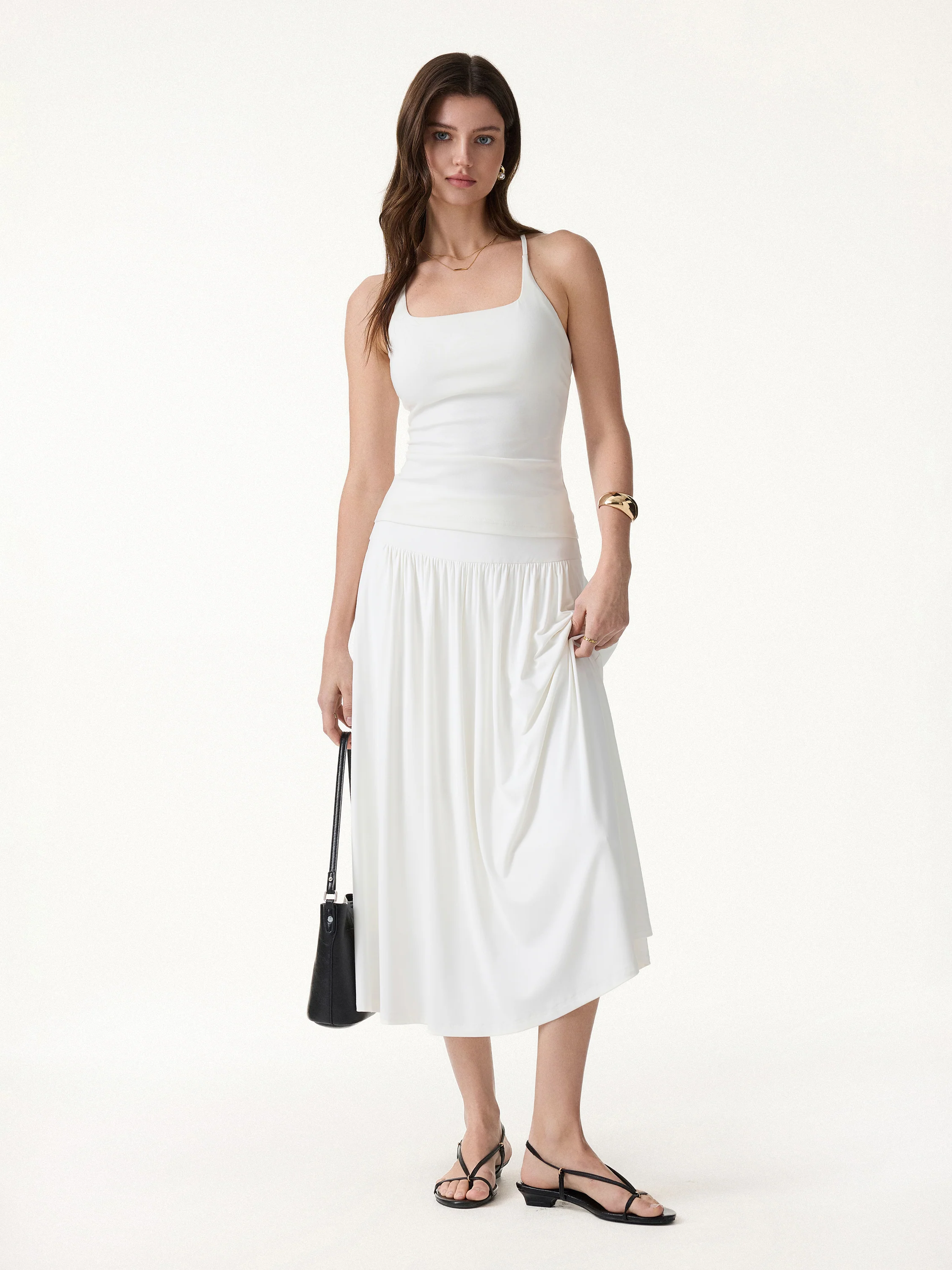 SkinKiss Mid Rise Gathered Midi Skirt with Pockets - Image 2