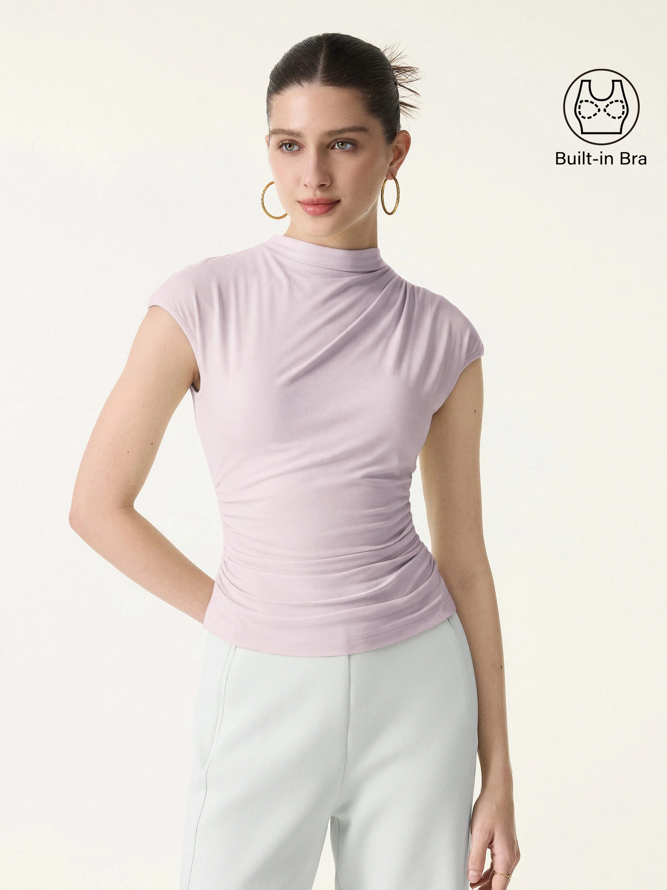 SkinKiss Mockneck Ruched Cropped Bra Top - Image 9