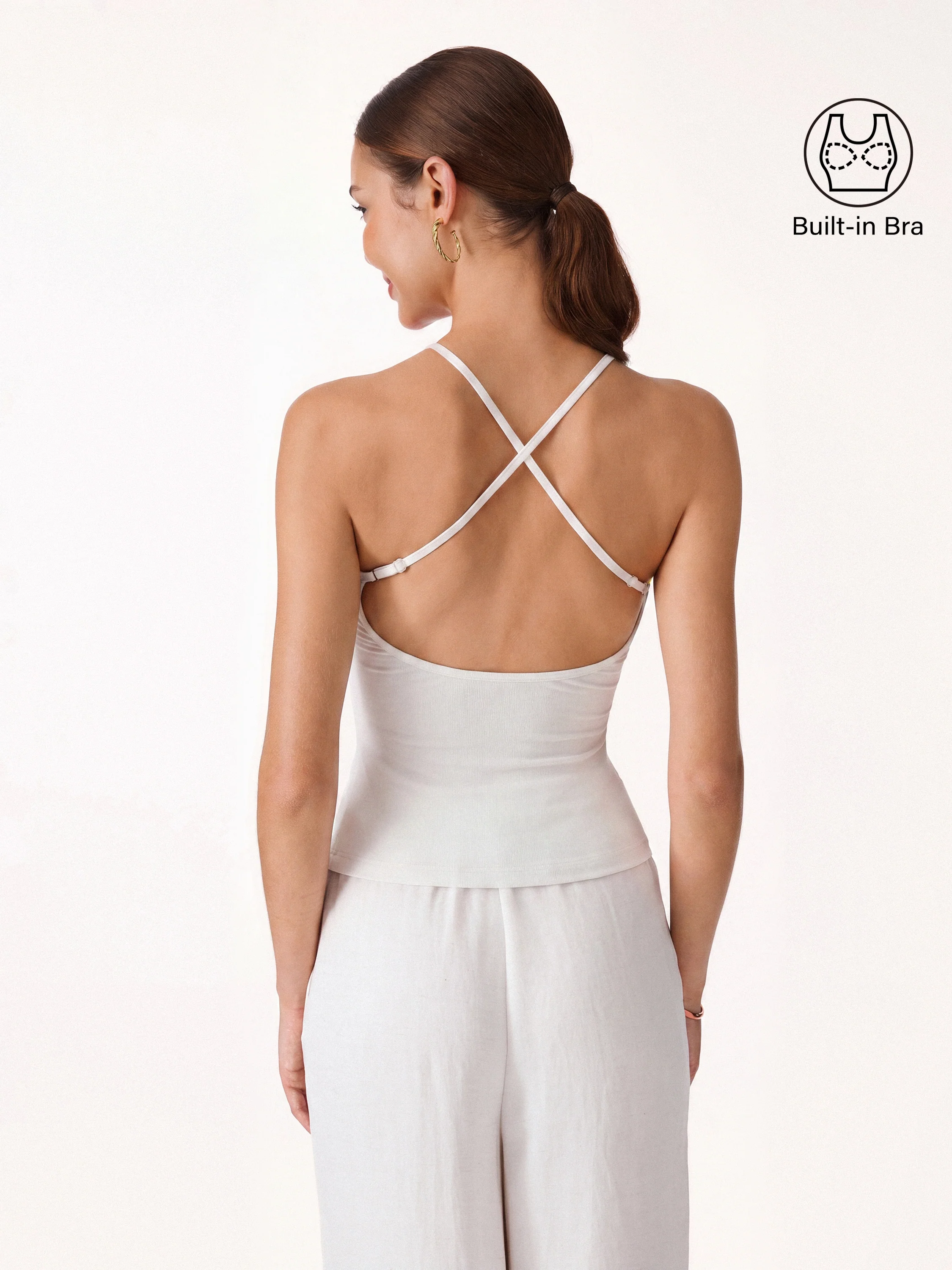 SkinKiss Round Neck Cross-Back Bandless Bra Top - Image 10
