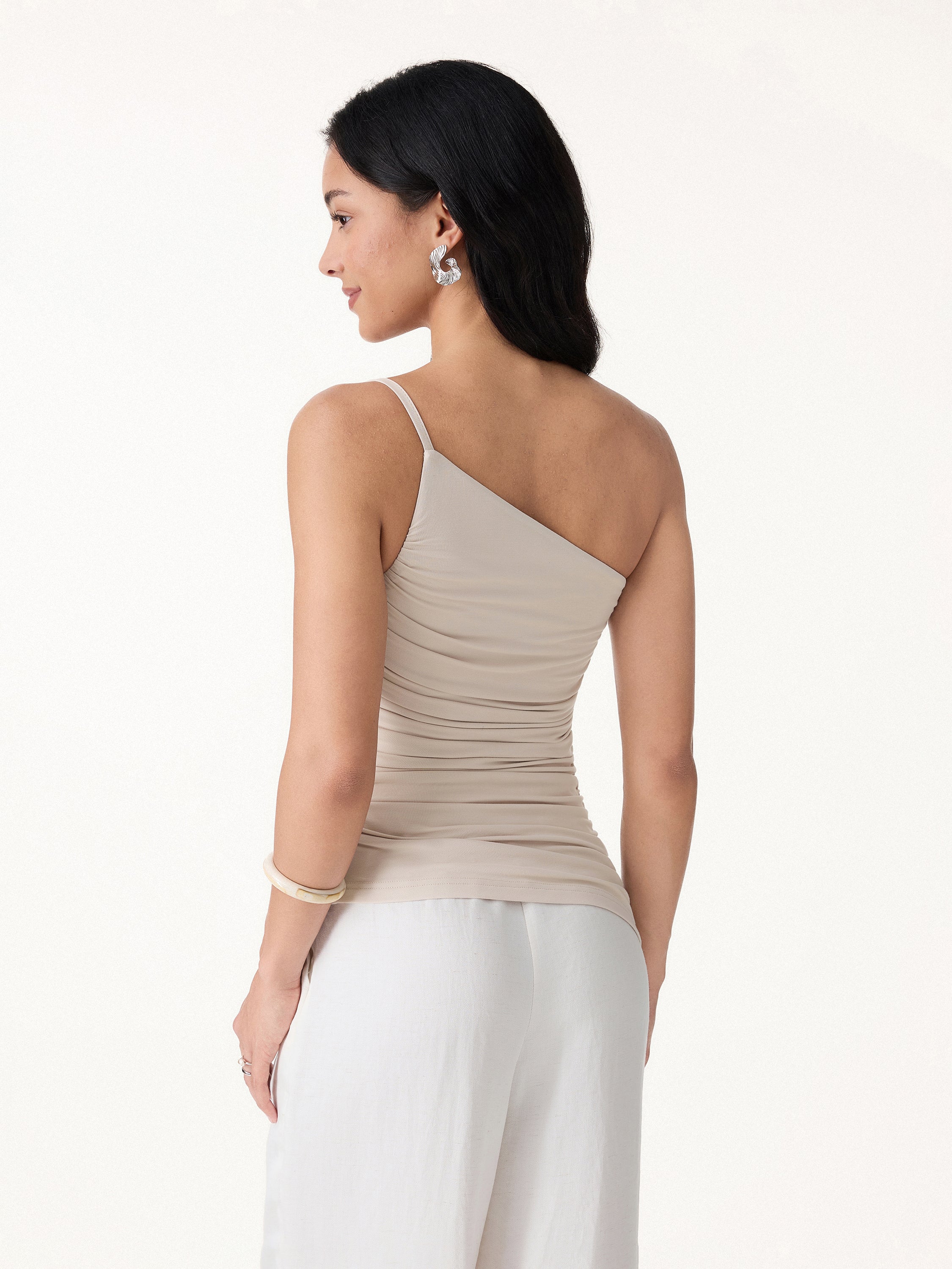 SkinKiss Ruched One Shoulder Asymmetrical Bra Top - Image 4