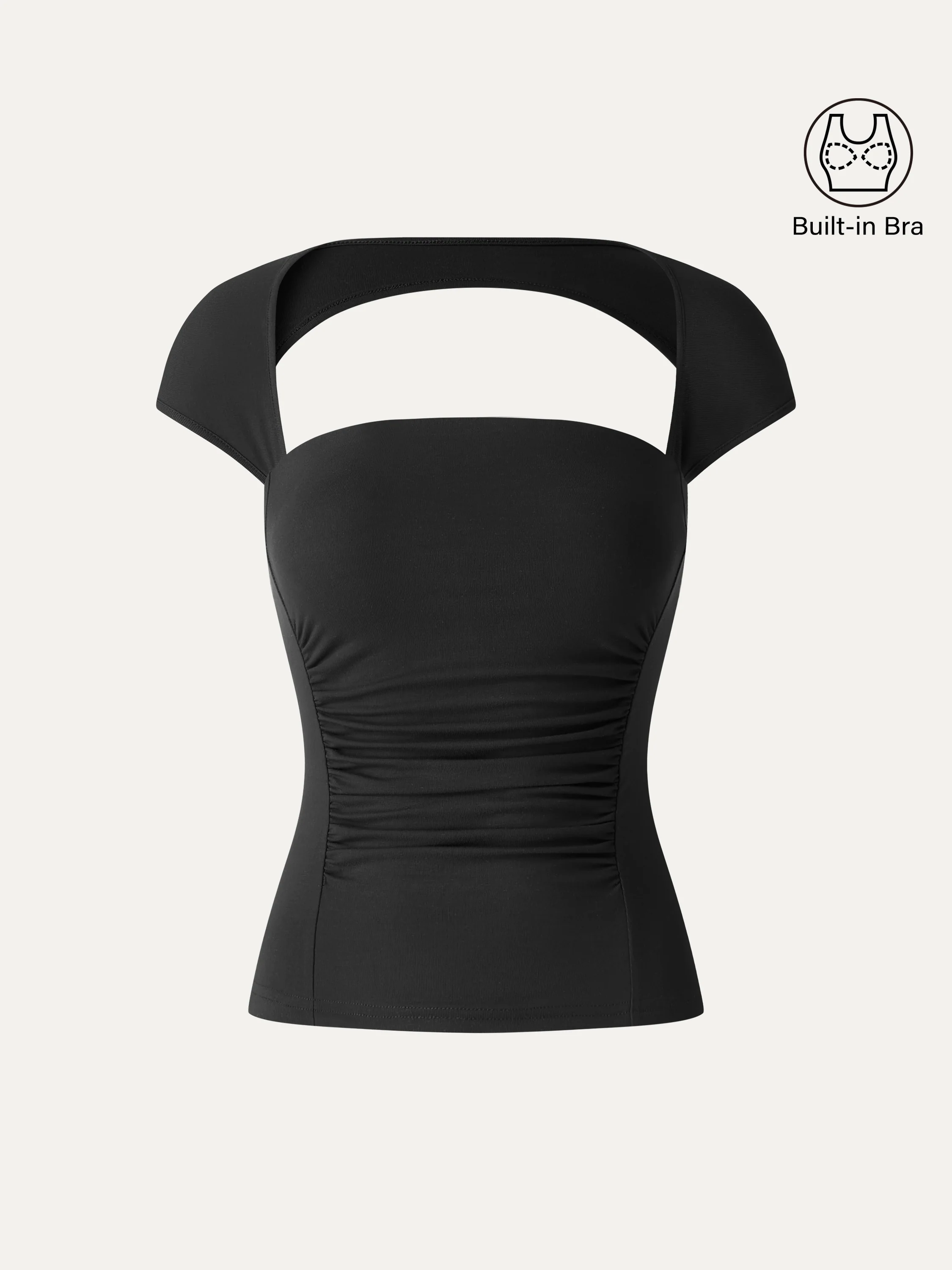 SkinKiss Square Neck Cutout Back Ruched Bra Top - Image 13