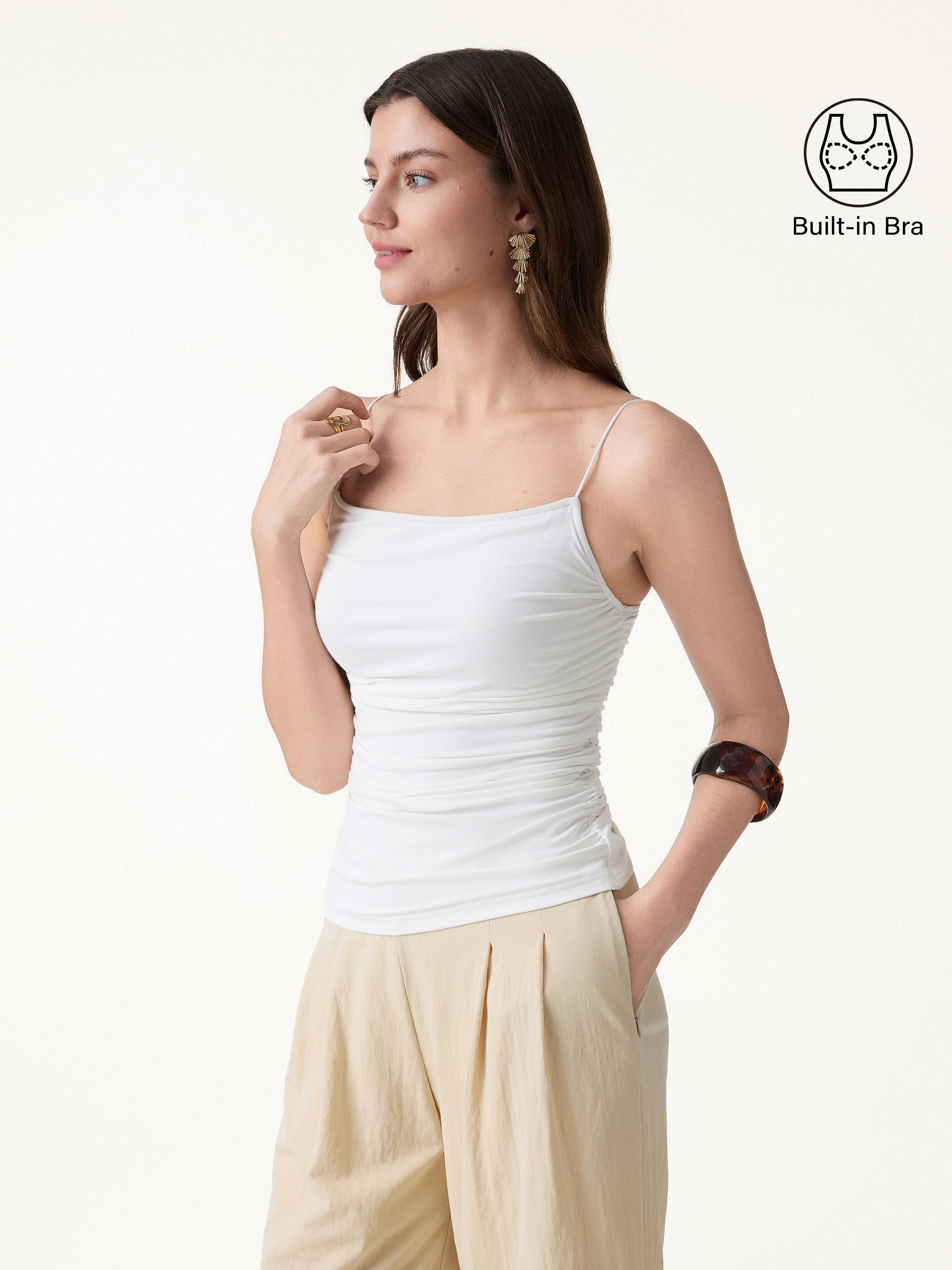 SkinKiss Square Neck Ruched Spaghetti Bra Top - Image 4